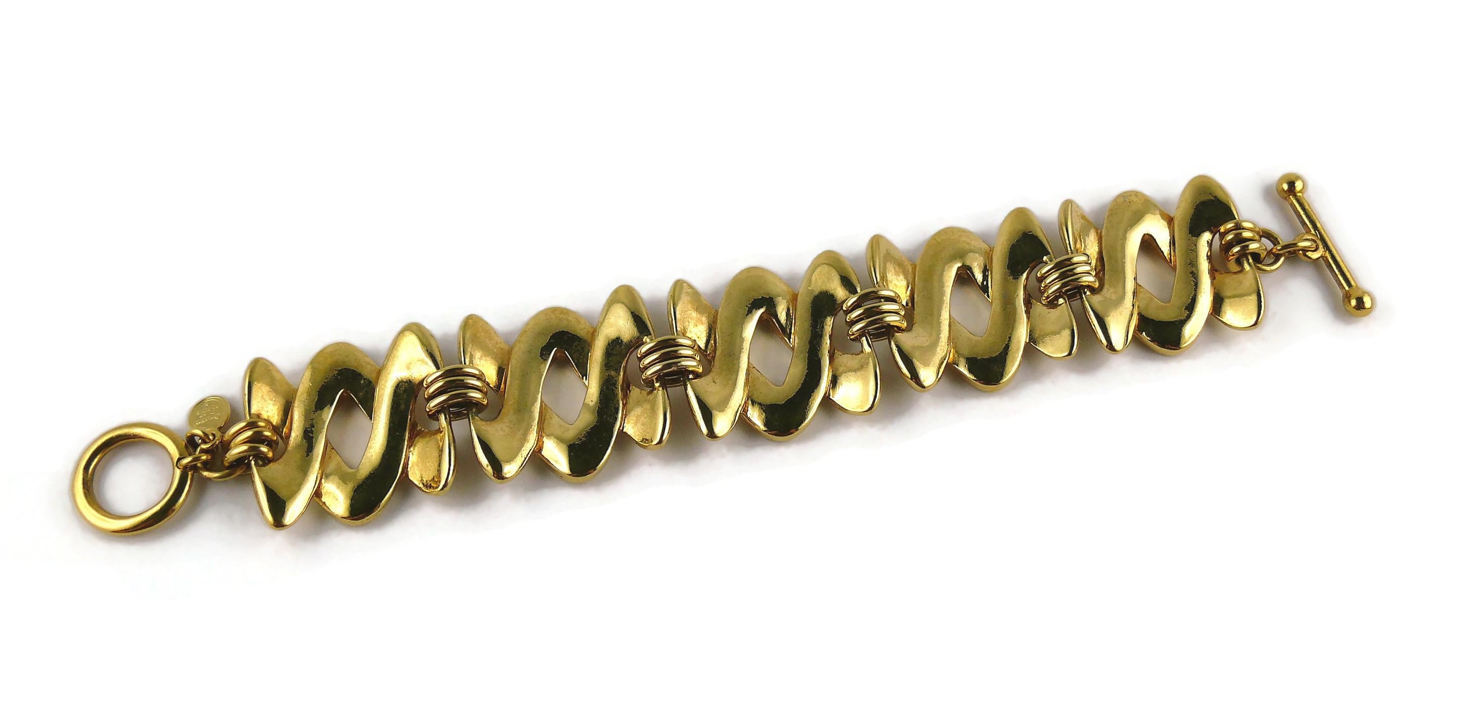 Christian Dior Boutique Vintage Gold Toned Link Bracelet For Sale 5
