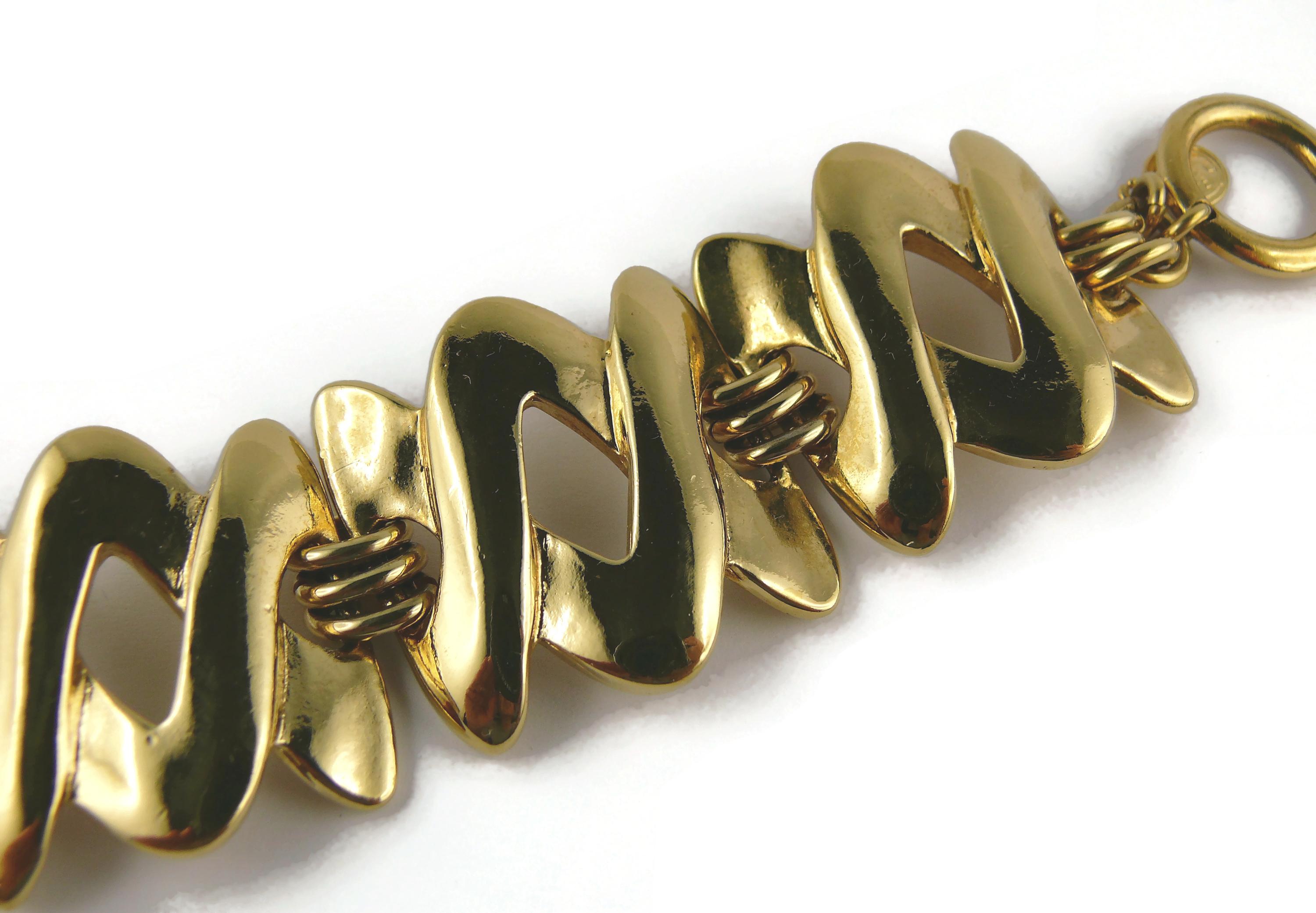 Christian Dior Boutique Vintage Gold Toned Link Bracelet For Sale 2