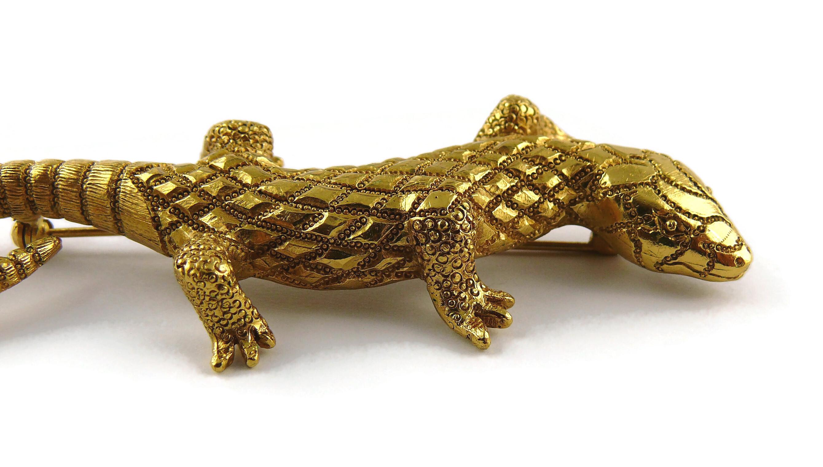 Women's Christian Dior Boutique Vintage Gold Toned Lizard Brooch