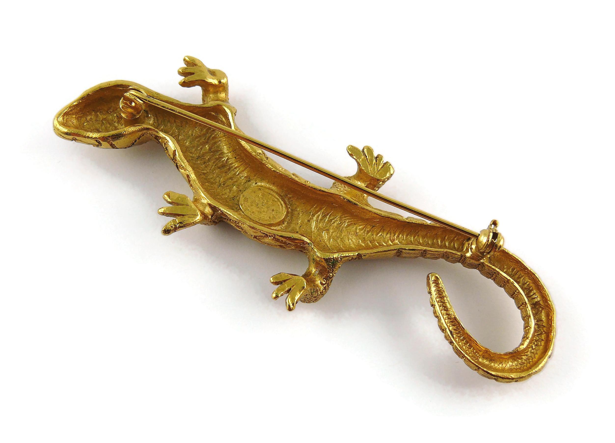 Christian Dior Boutique Vintage Gold Toned Lizard Brooch 2
