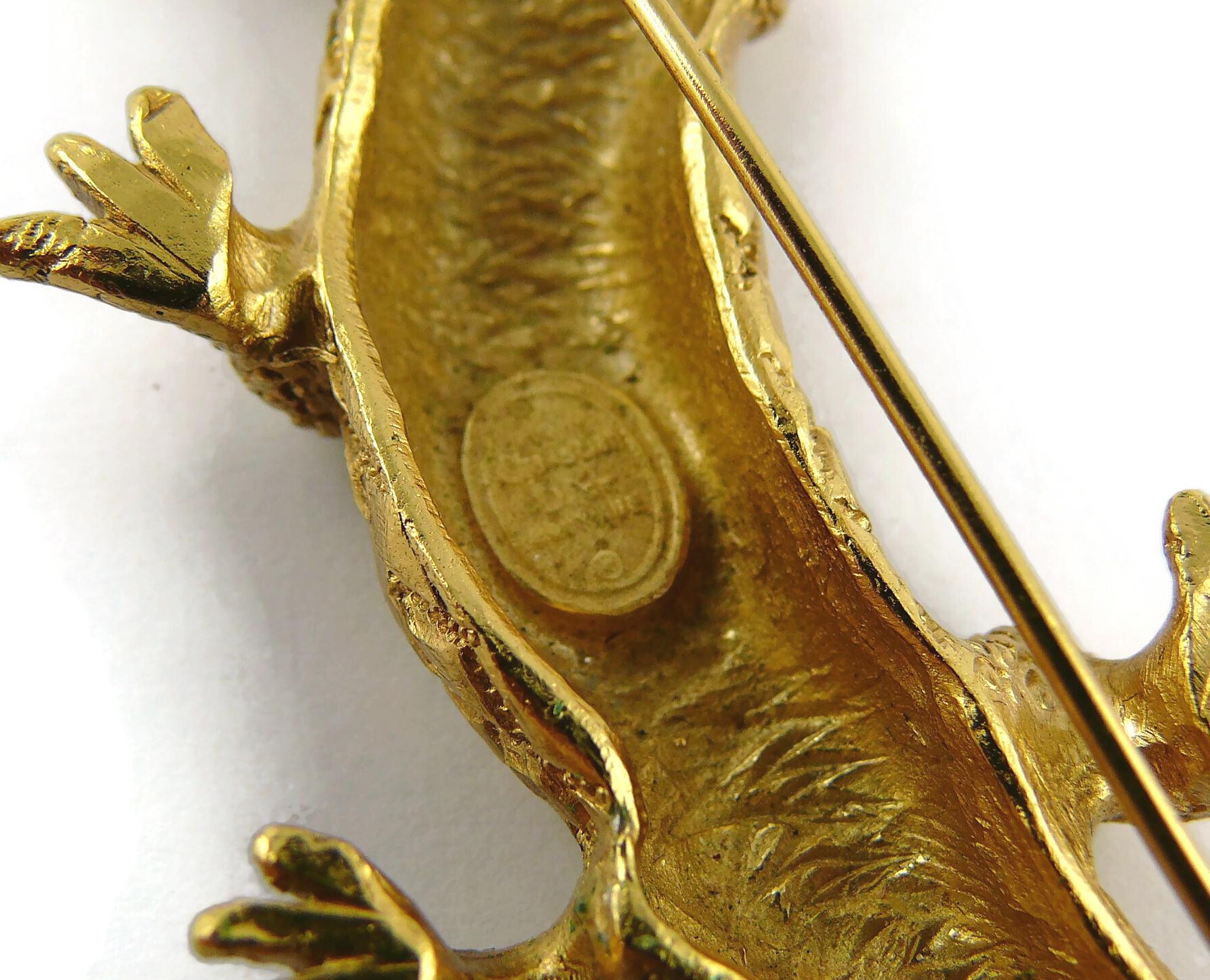Christian Dior Boutique Vintage Gold Toned Lizard Brooch 3