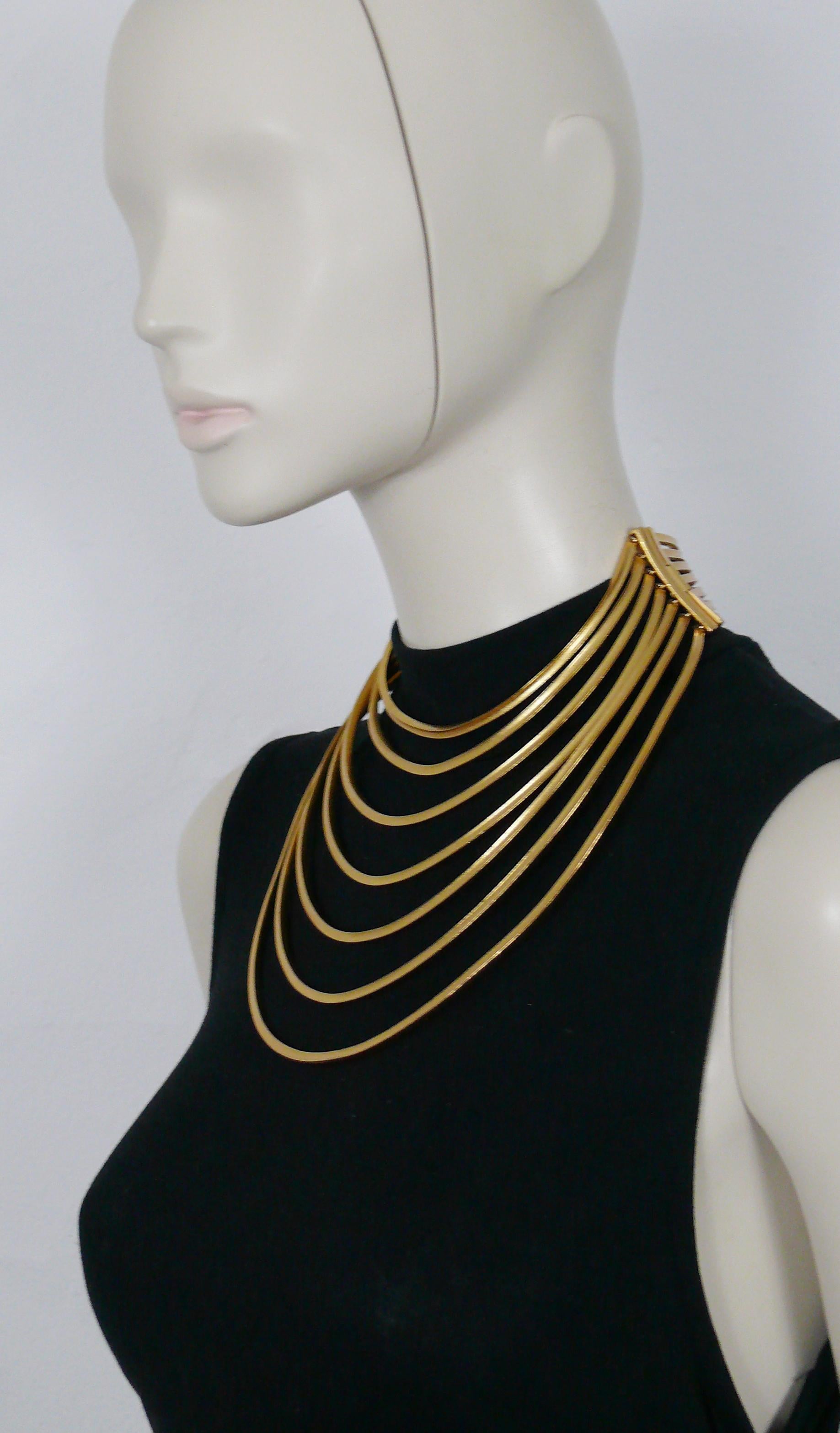 Christian Dior Boutique Vintage Gold Toned Multi Strand Choker and Earring Set  For Sale 2