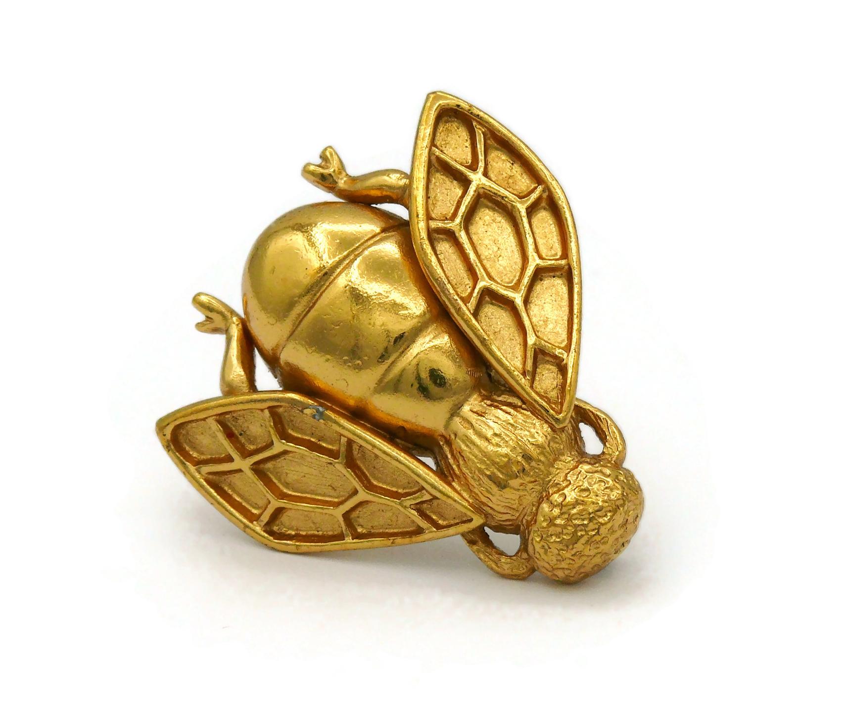 CHRISTIAN DIOR Boutique Vintage Iconic Gold Tone Bee Brooch 1
