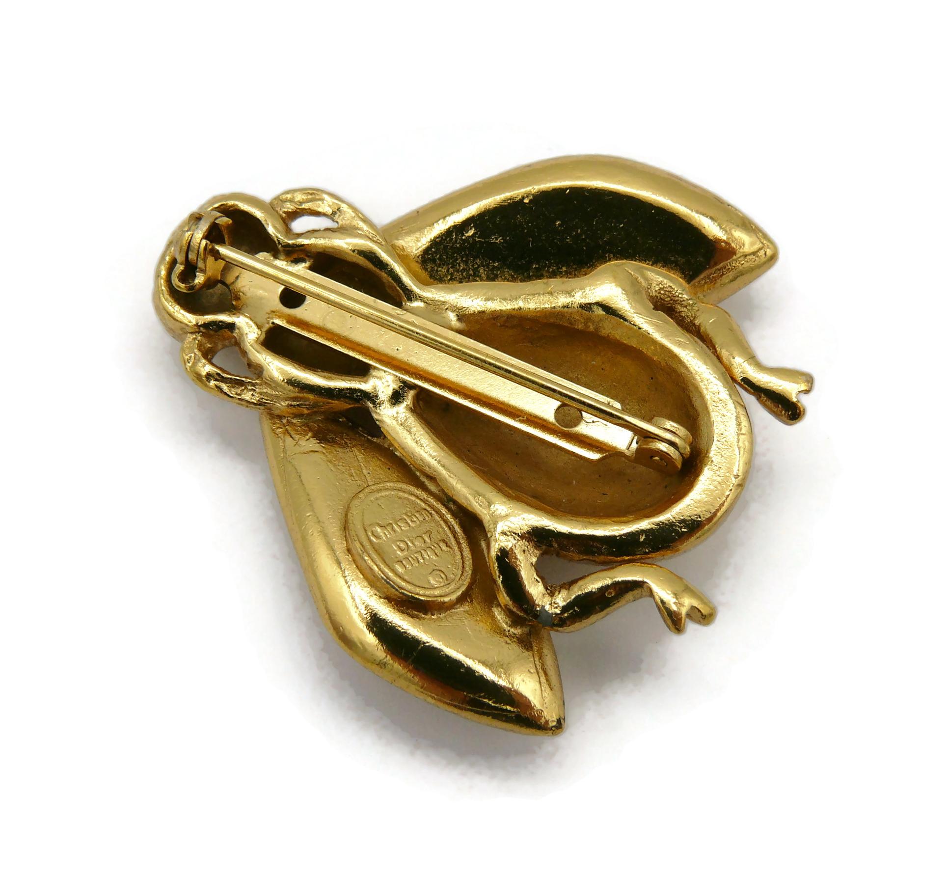 CHRISTIAN DIOR Boutique Vintage Iconic Gold Tone Bee Brooch 4