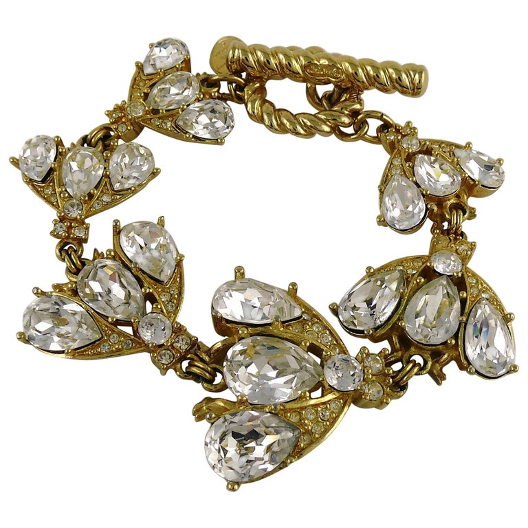 Christian Dior Boutique Vintage Iconic Jewelled Bee Bracelet at 1stDibs
