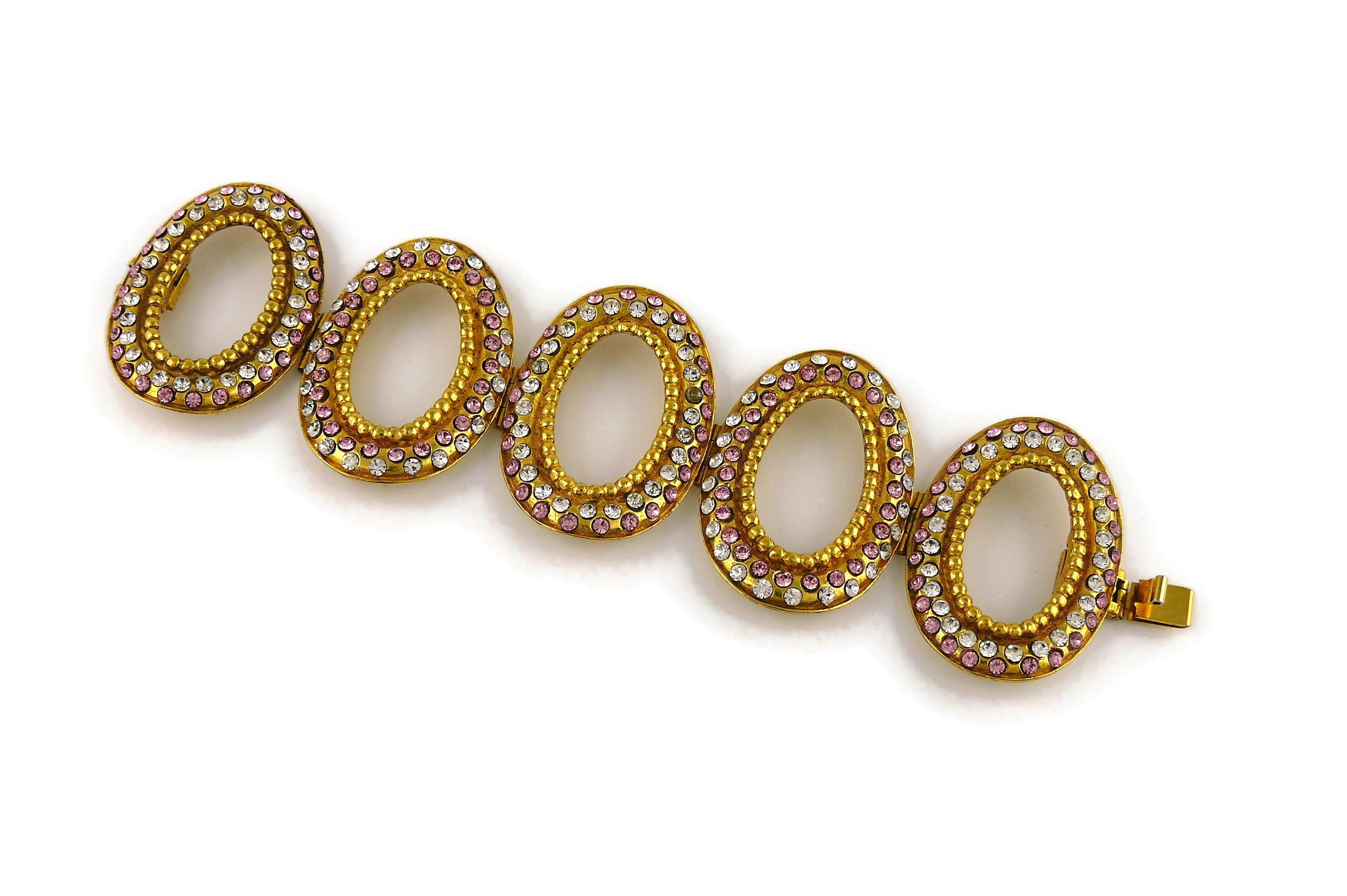 Christian Dior Boutique Vintage Jeweled Oval Link Bracelet In Good Condition In Nice, FR