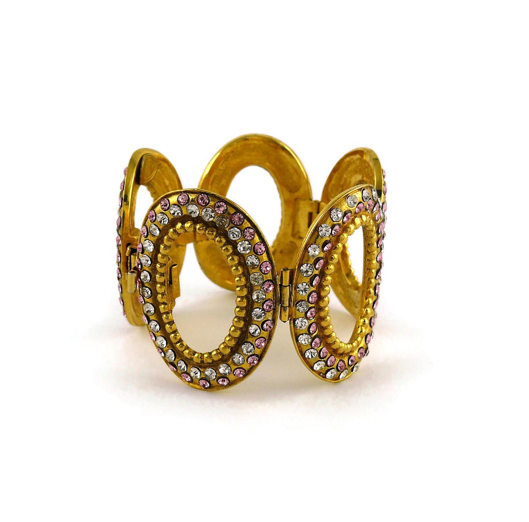 Women's Christian Dior Boutique Vintage Jeweled Oval Link Bracelet