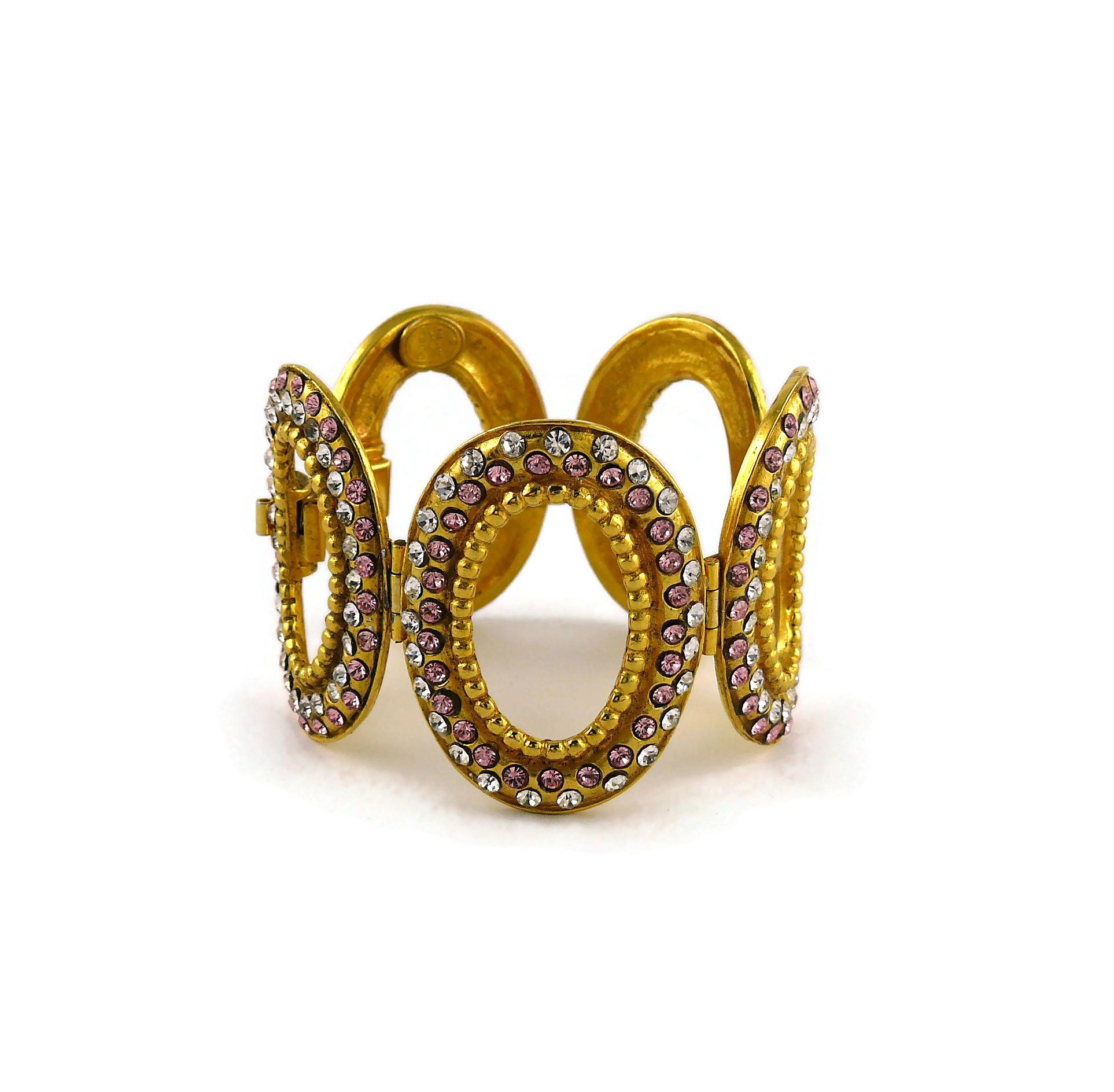 Christian Dior Boutique Vintage Jeweled Oval Link Bracelet 1
