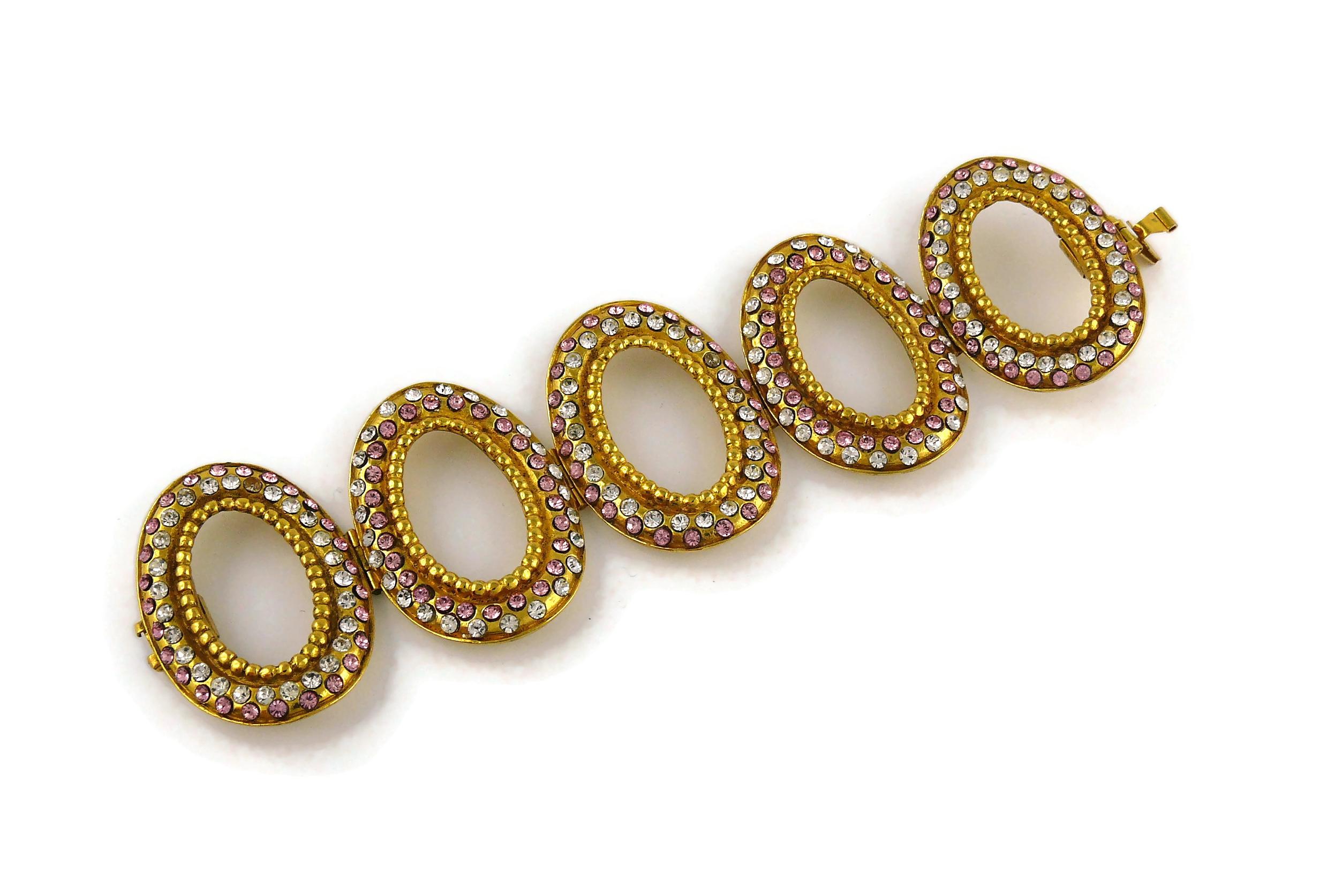 Christian Dior Boutique Vintage Jeweled Oval Link Bracelet 2