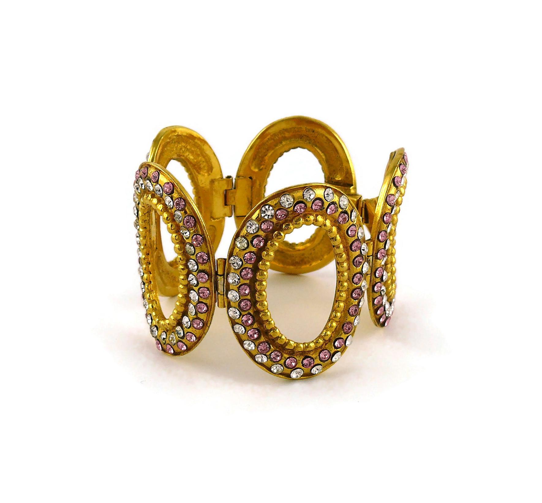 Christian Dior Boutique Vintage Jeweled Oval Link Bracelet 3
