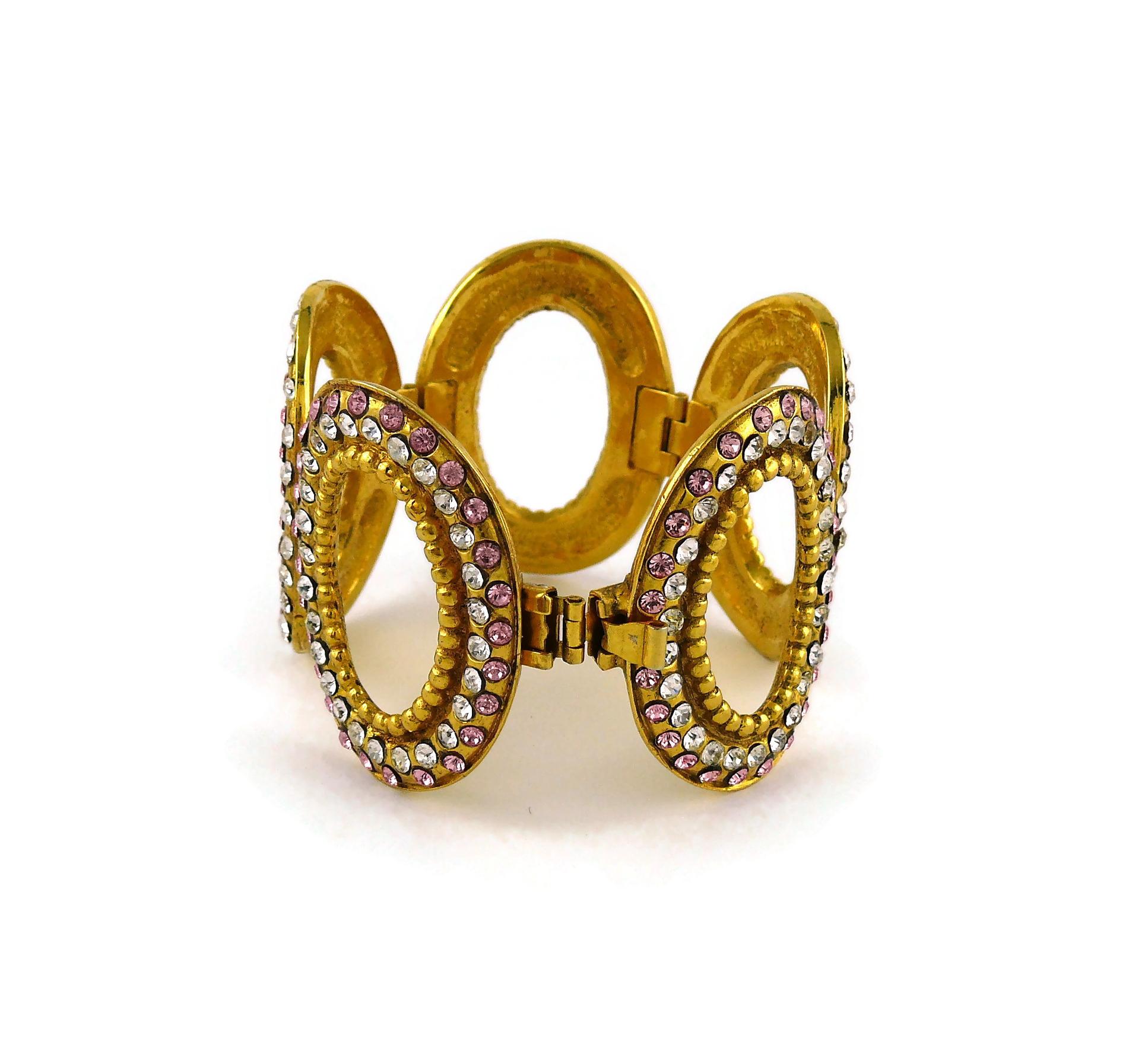 Christian Dior Boutique Vintage Jeweled Oval Link Bracelet 5