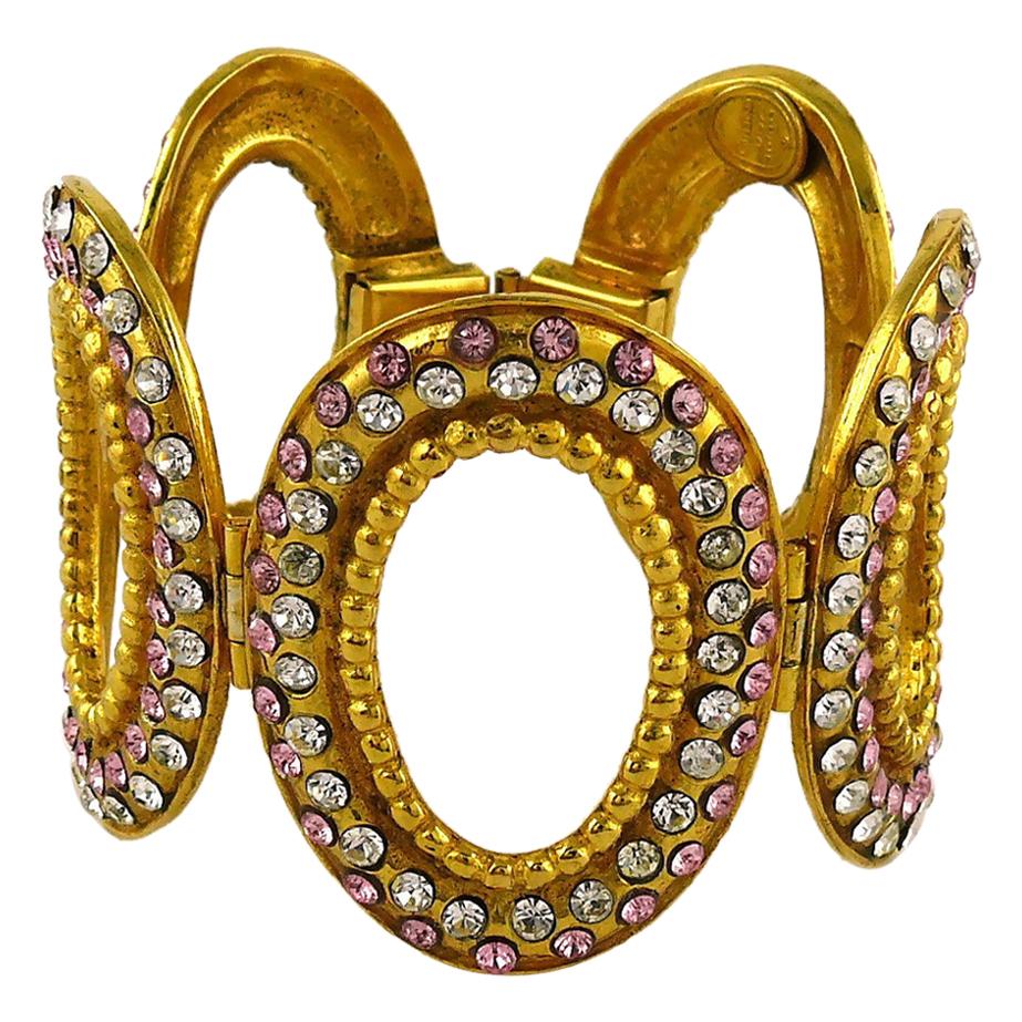 Christian Dior Boutique Vintage Jeweled Oval Link Bracelet