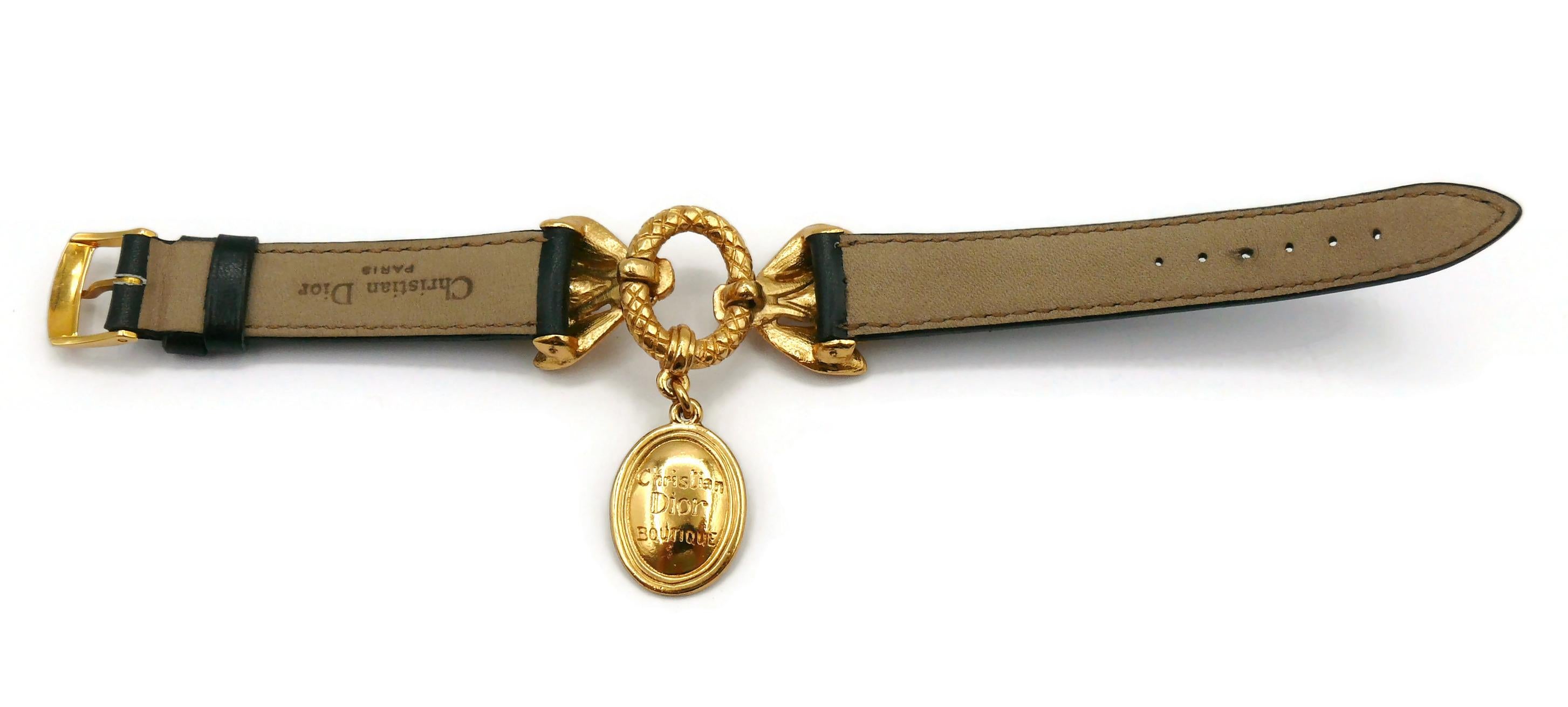 CHRISTIAN DIOR Boutique Vintage Jewelled Bee Leather Bracelet For Sale 3