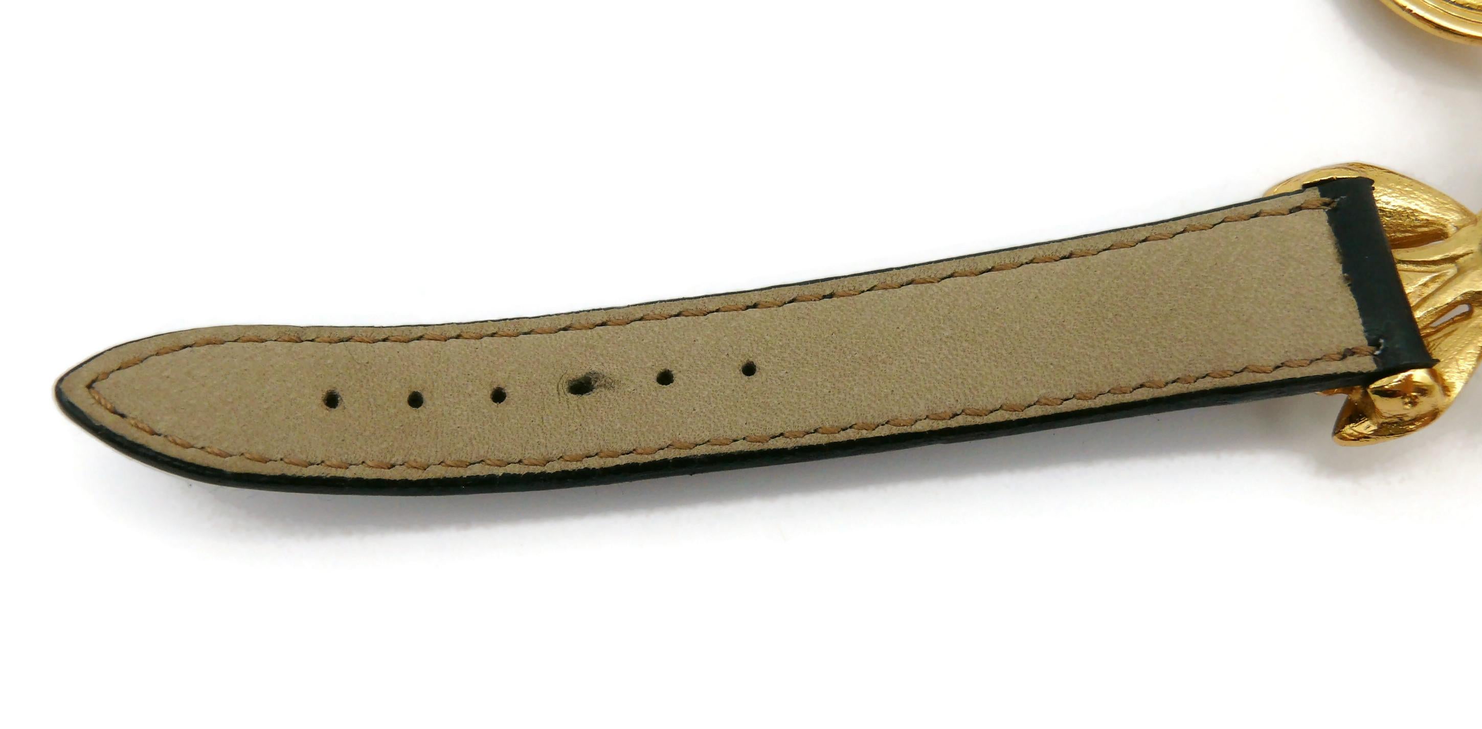CHRISTIAN DIOR Boutique Vintage Jewelled Bee Leather Bracelet For Sale 5