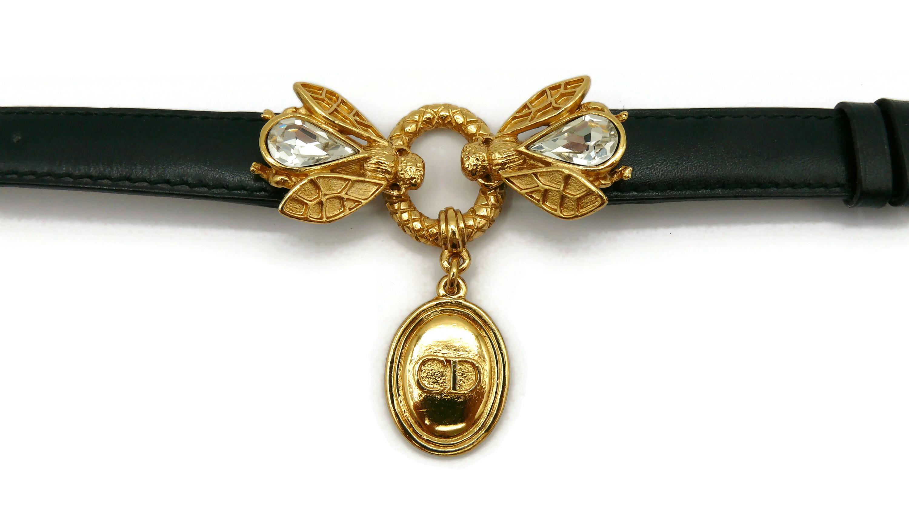 CHRISTIAN DIOR Boutique Bracelet vintage en cuir d'abeille orné de bijoux en vente 2