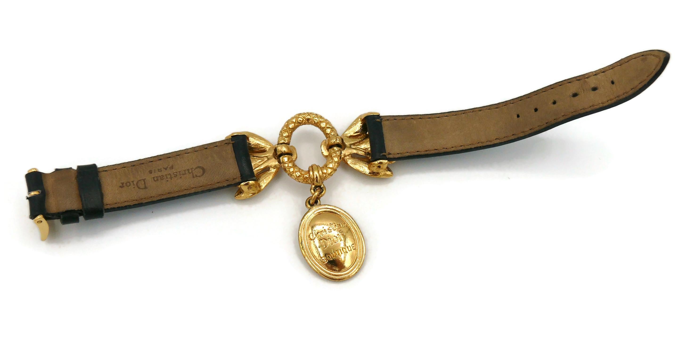 Christian Dior Boutique Vintage Jewelled Bee Leather Bracelet For Sale 2