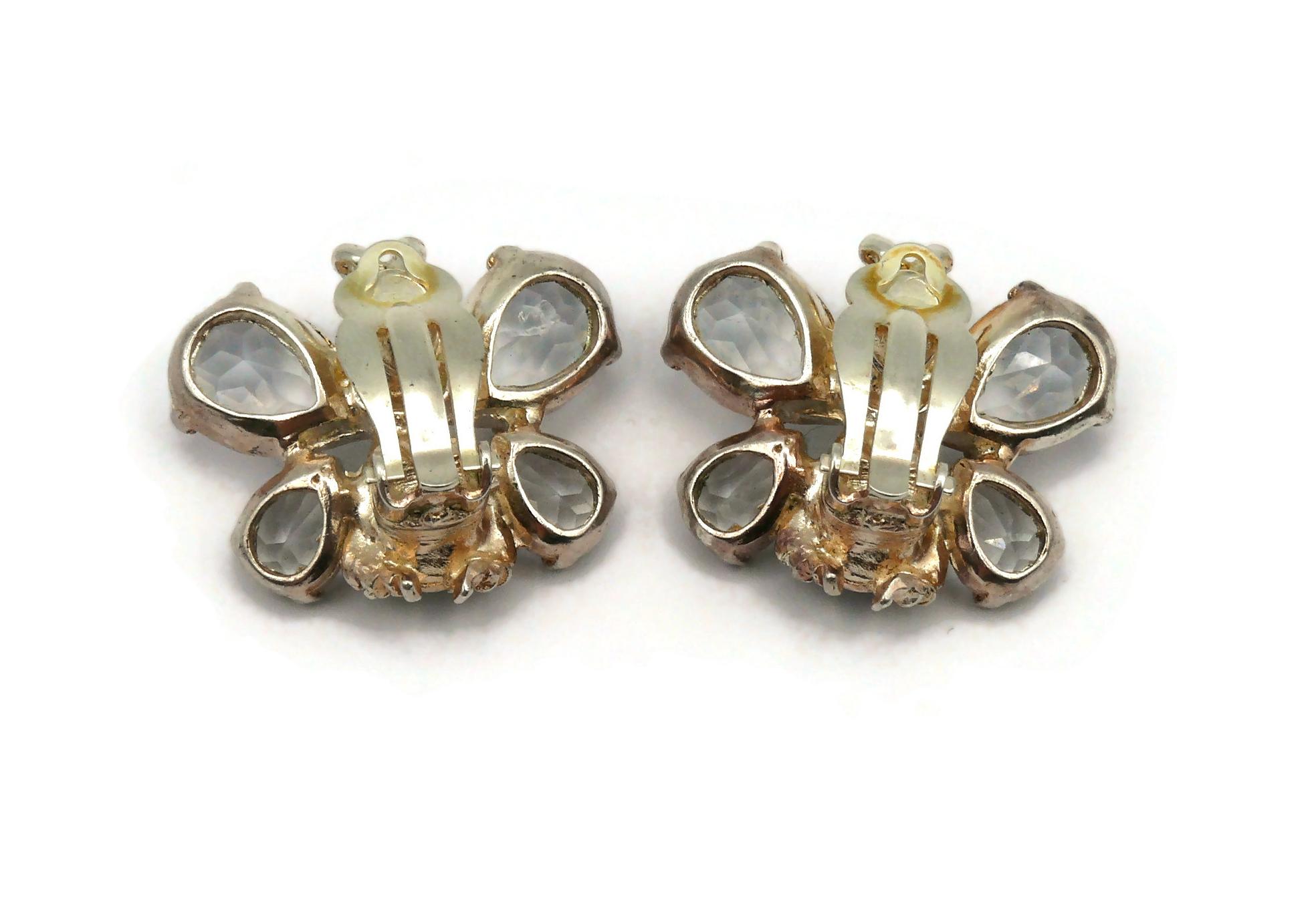 Women's CHRISTIAN DIOR Boutique Vintage Jewelled Butterfly Clip-On Earrings For Sale