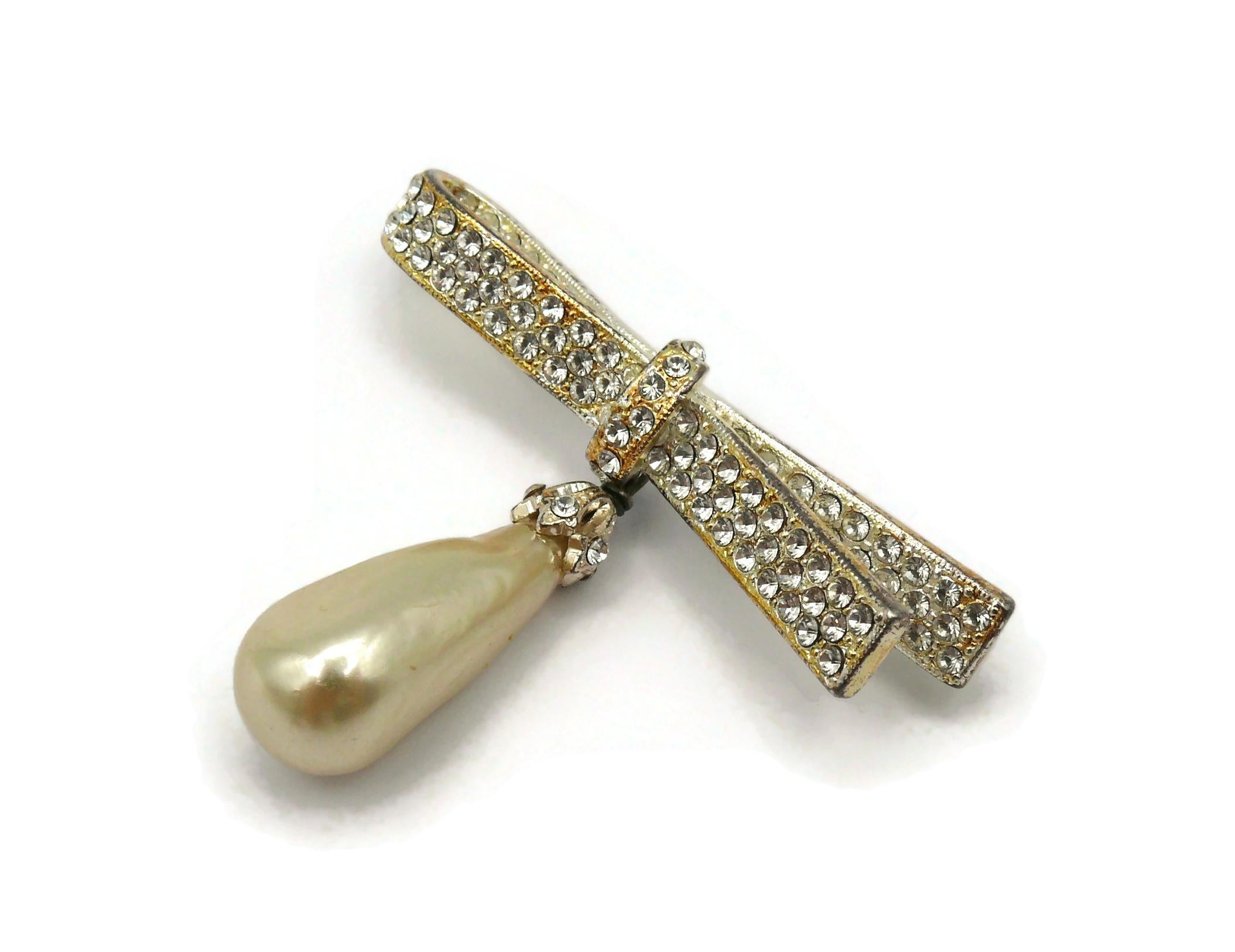 CHRISTIAN DIOR Boutique Broche vintage en forme de ruban ornée de bijoux en vente 1