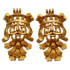 CHRISTIAN DIOR Boutique Vintage Massive Gold Tone The King Cufflinks