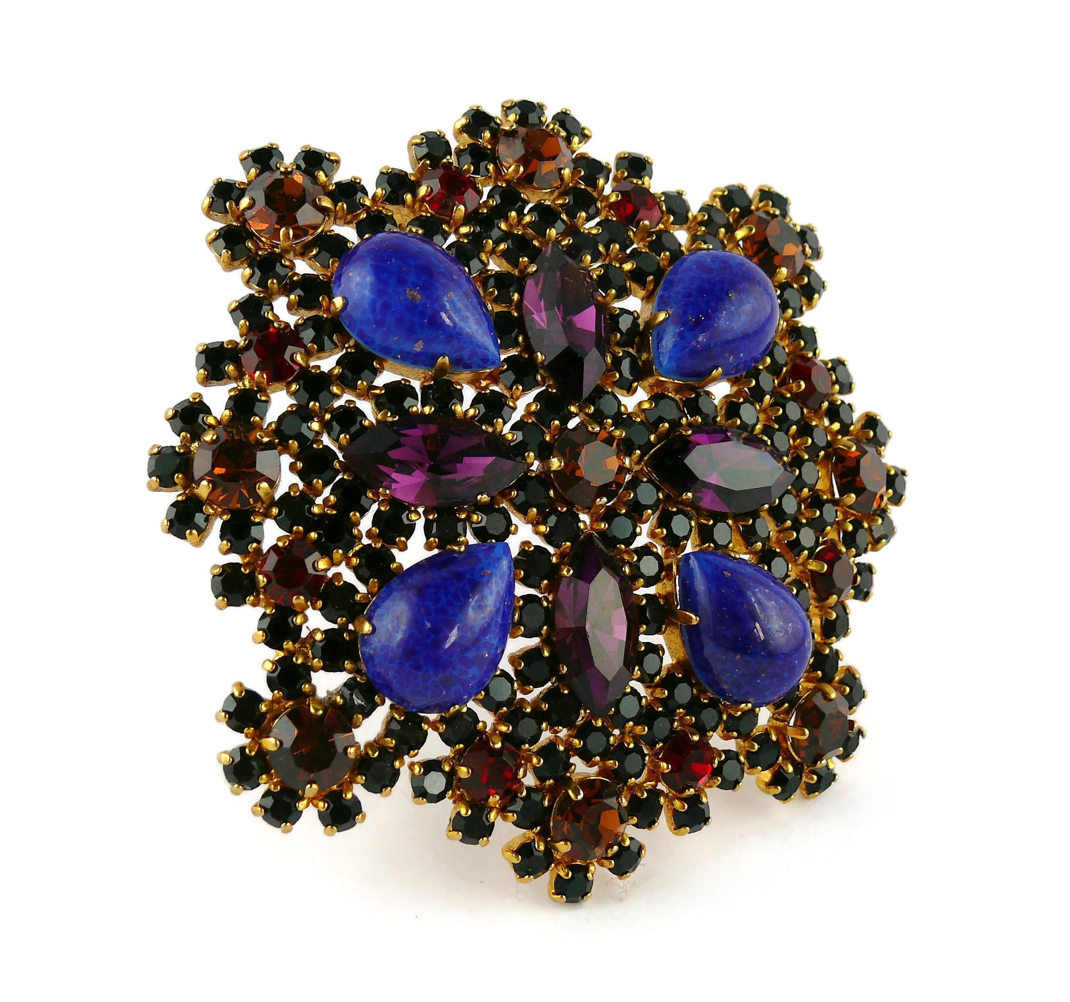 Christian Dior Boutique Vintage Massive Jewelled Brooch Pendant In Good Condition In Nice, FR