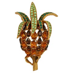 CHRISTIAN DIOR Boutique Vintage Massive Jewelled Pineapple Brooch Pendant