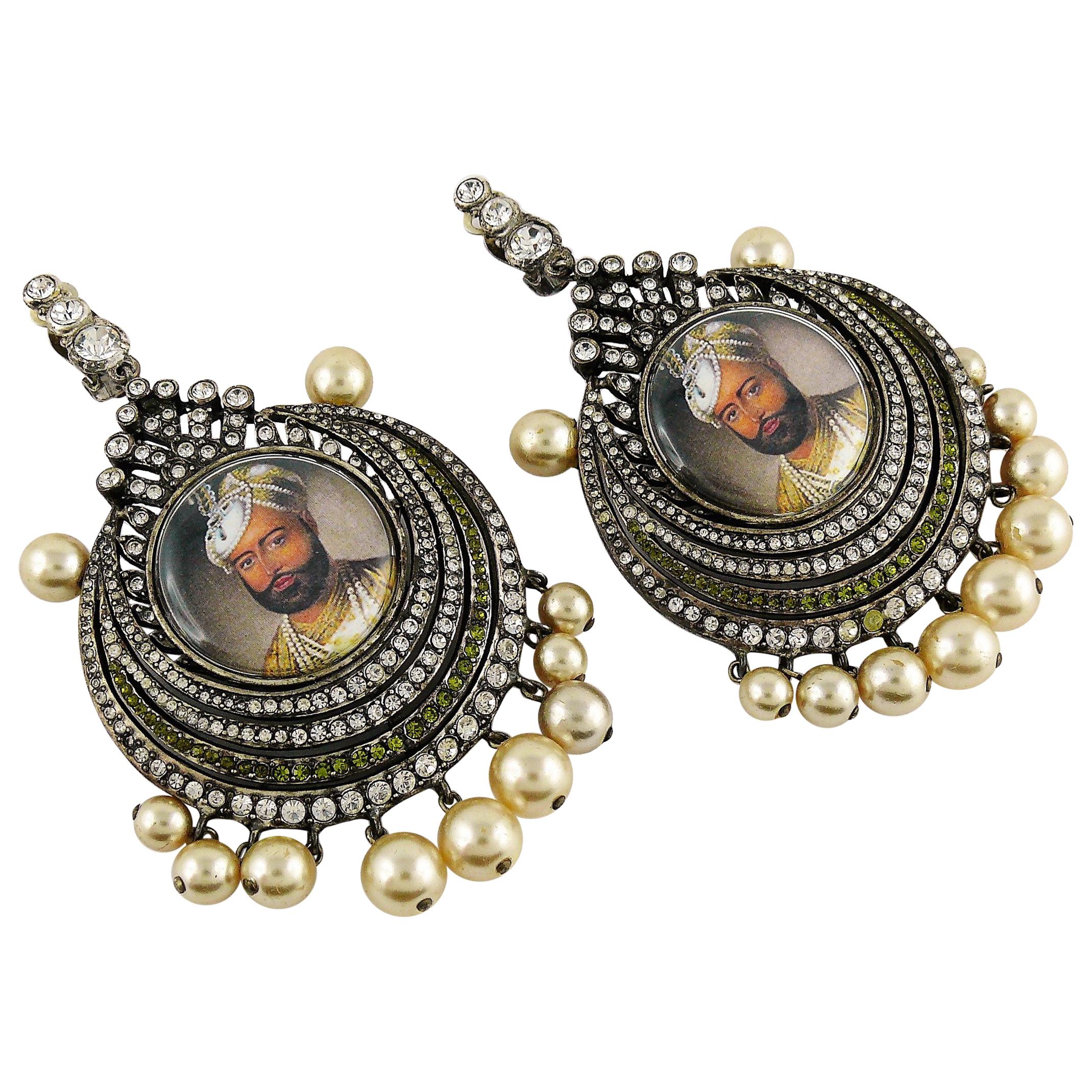 Christian Dior Boutique Vintage Mughal Maharaja Dangling Earrings