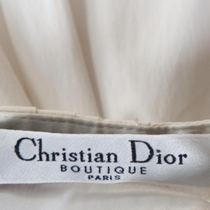Christian Dior Boutique White Cotton Bow Detail Skirt S Damen im Angebot