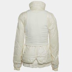 Christian Dior Boutique White Nylon and Detachable Fur Puffer Jacket M