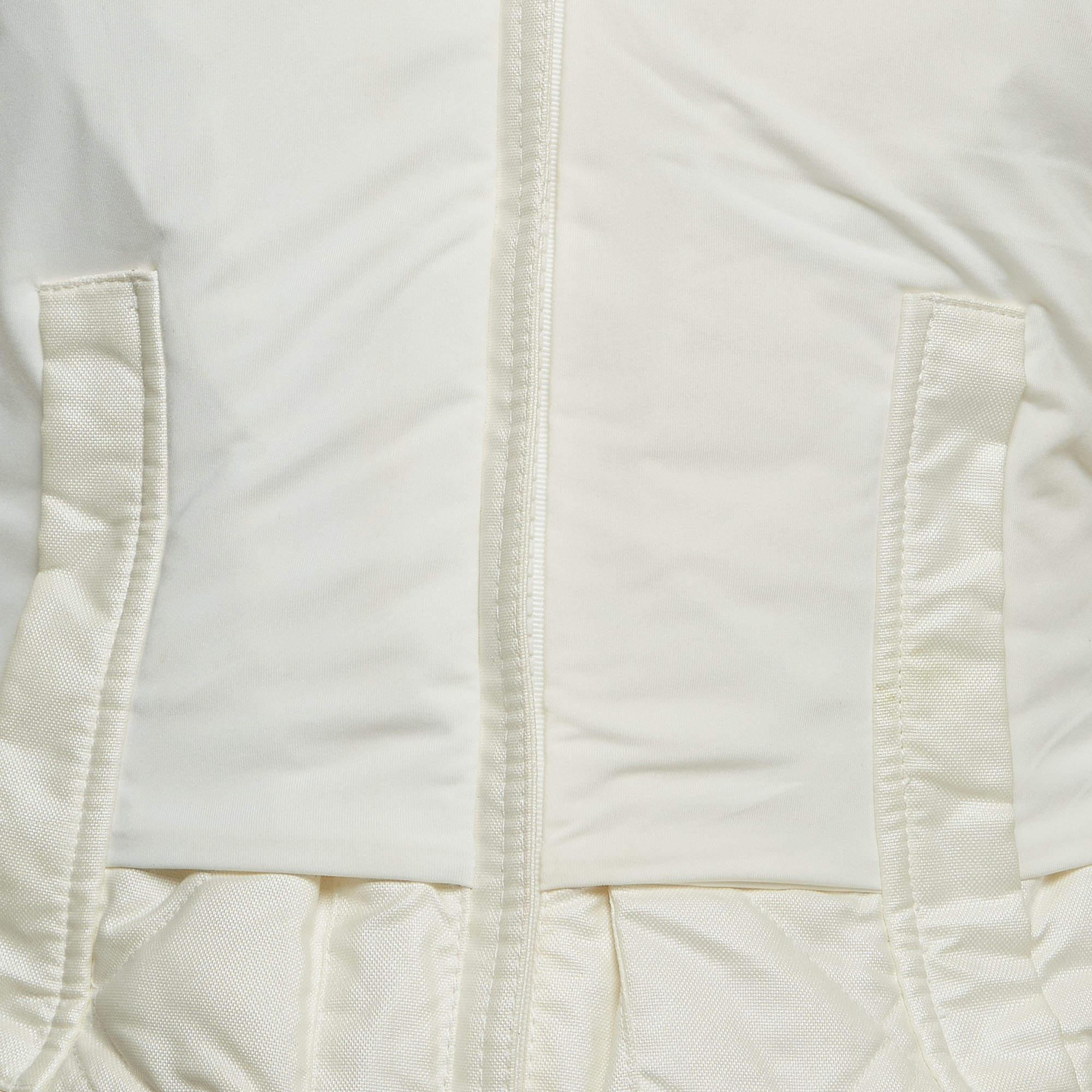 Christian Dior Boutique White Nylon and Detachable Fur Puffer Jacket M For Sale 2