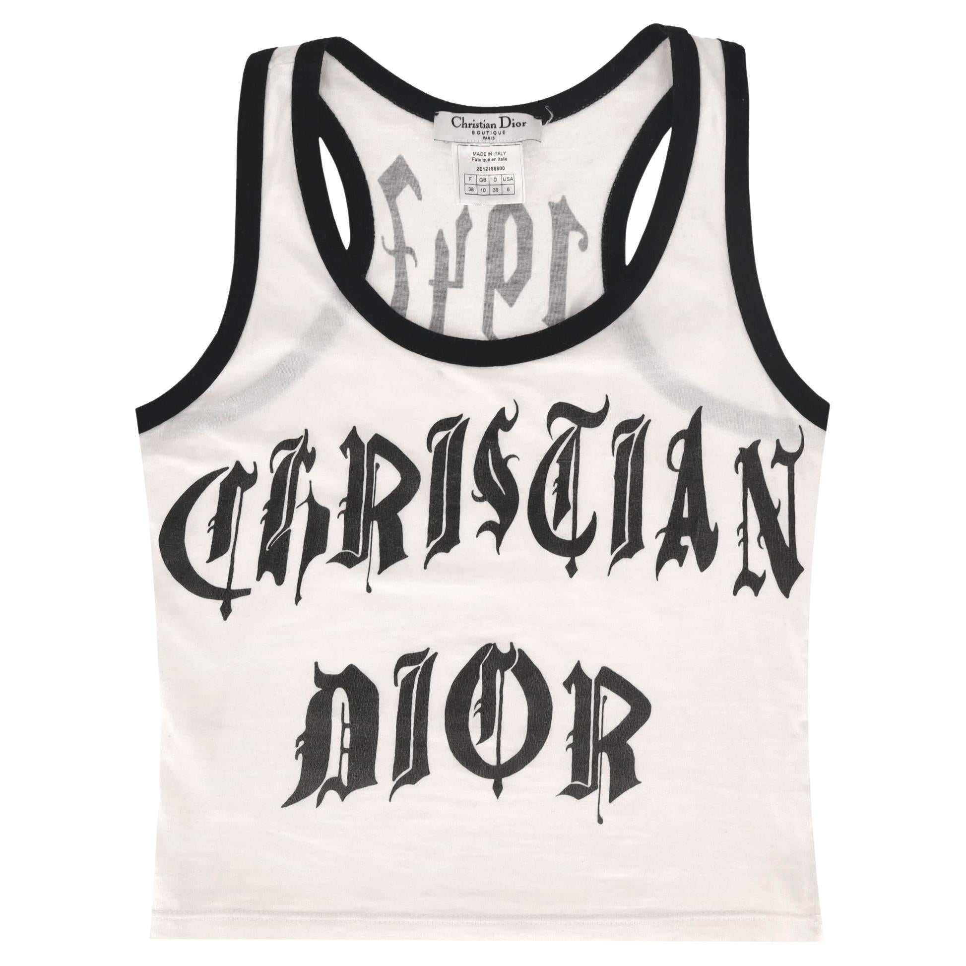 Christian Dior Boutique Y2K Gothic Logo Cotton Tank Top