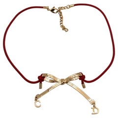 CHRISTIAN DIOR Bow Logo Choker Necklace