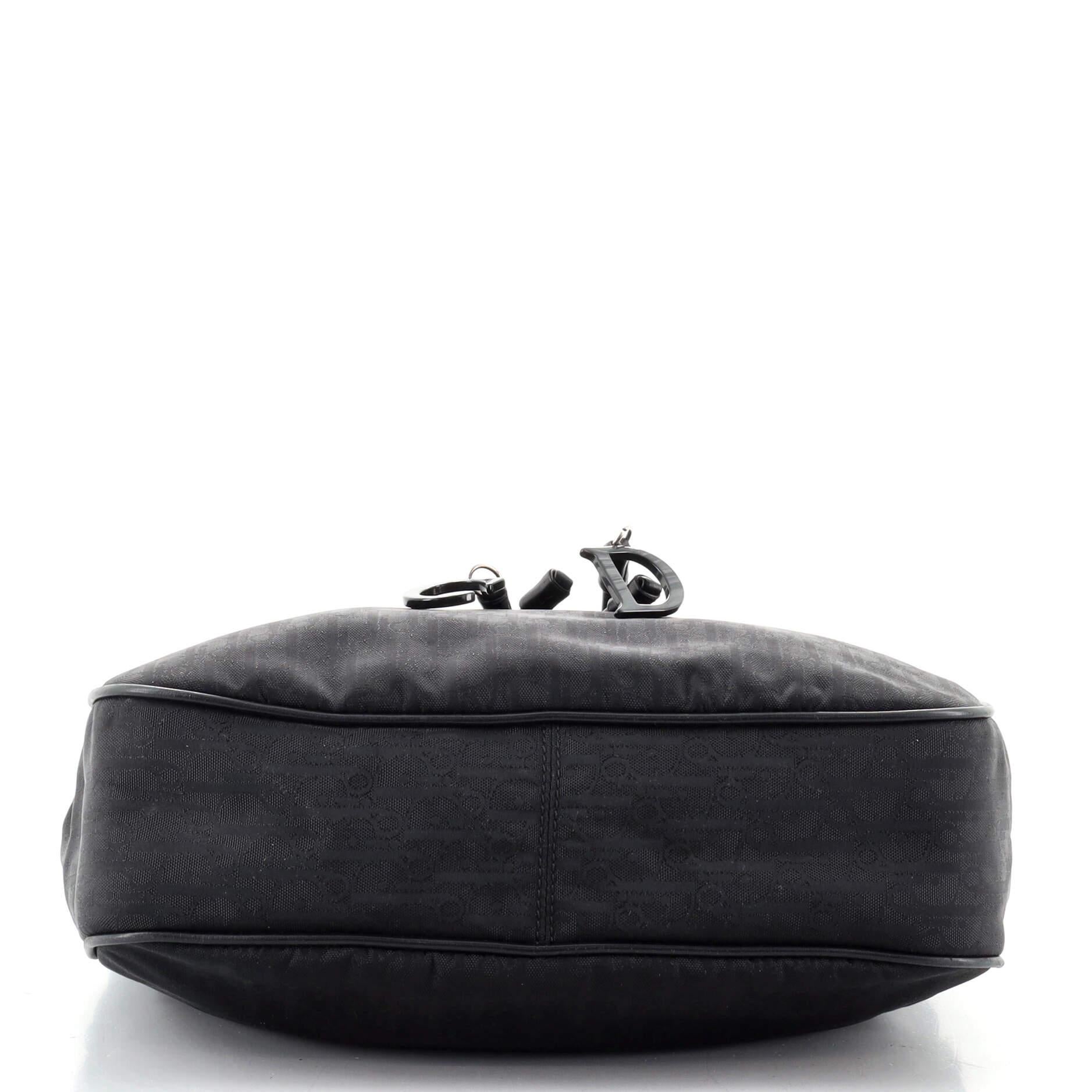 Black Christian Dior Bow Tote Diorissimo Nylon Medium