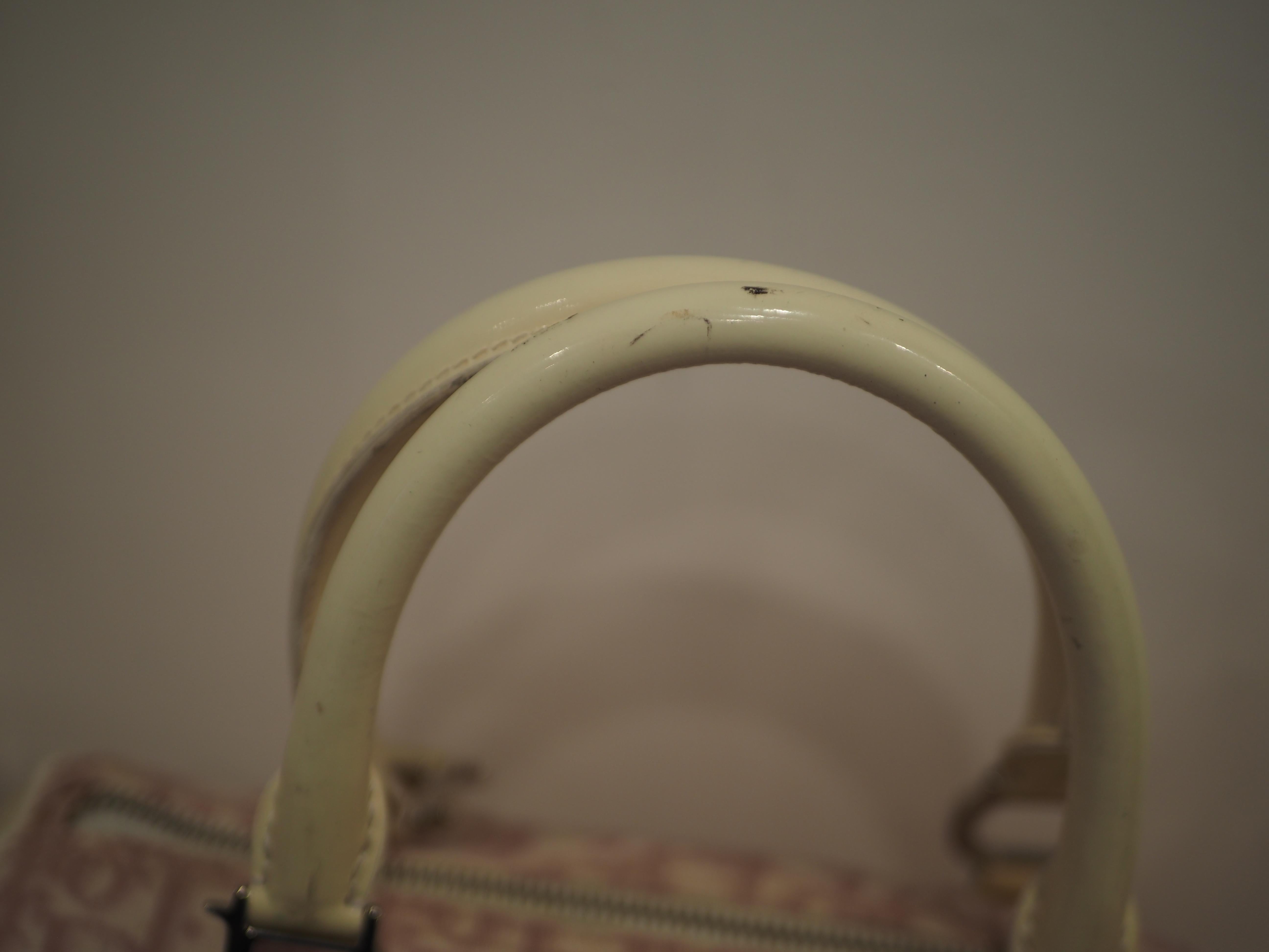 Brown Christian Dior bowling white pink handle bag
