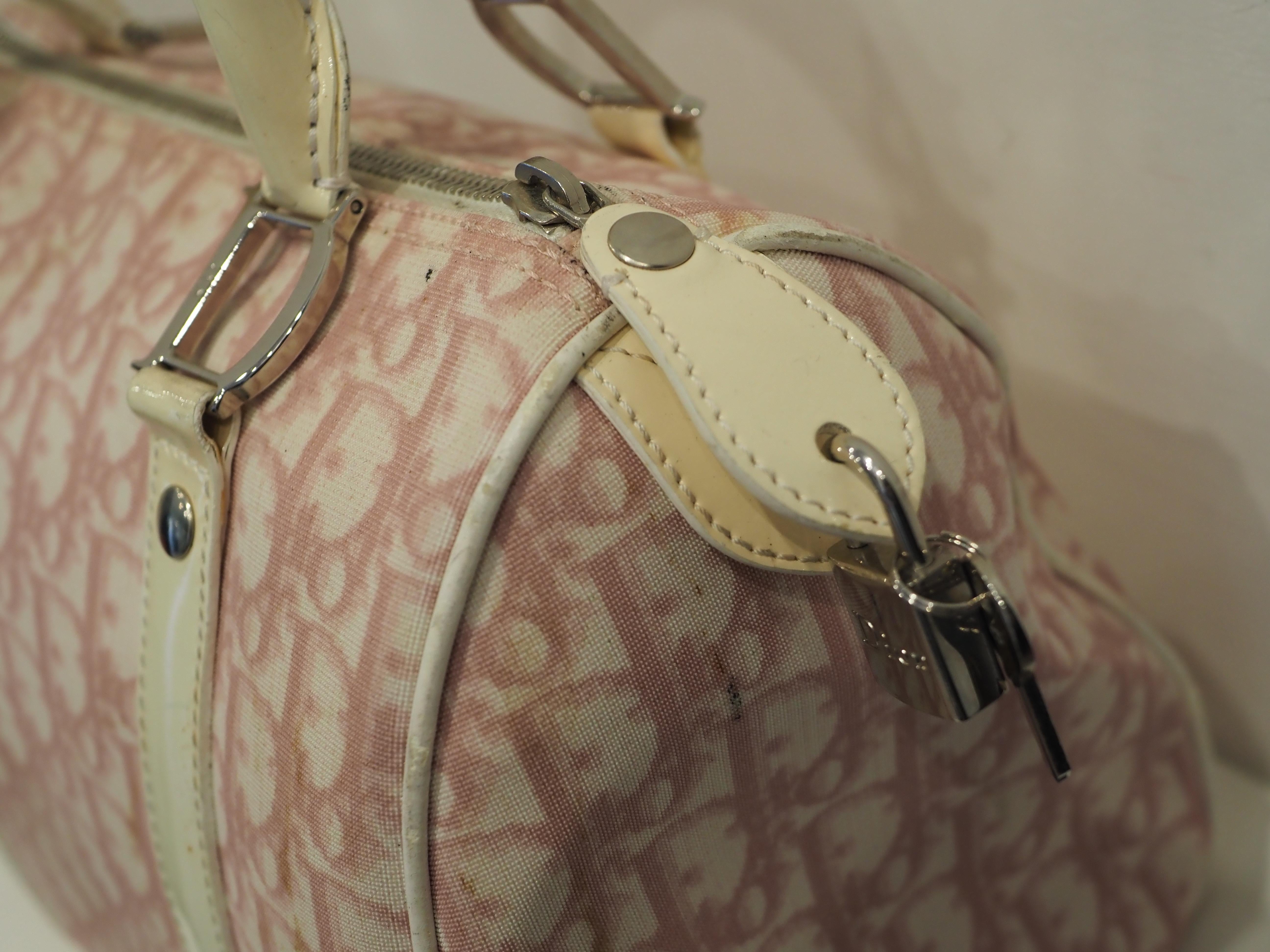 Women's or Men's Christian Dior bowling white pink handle bag