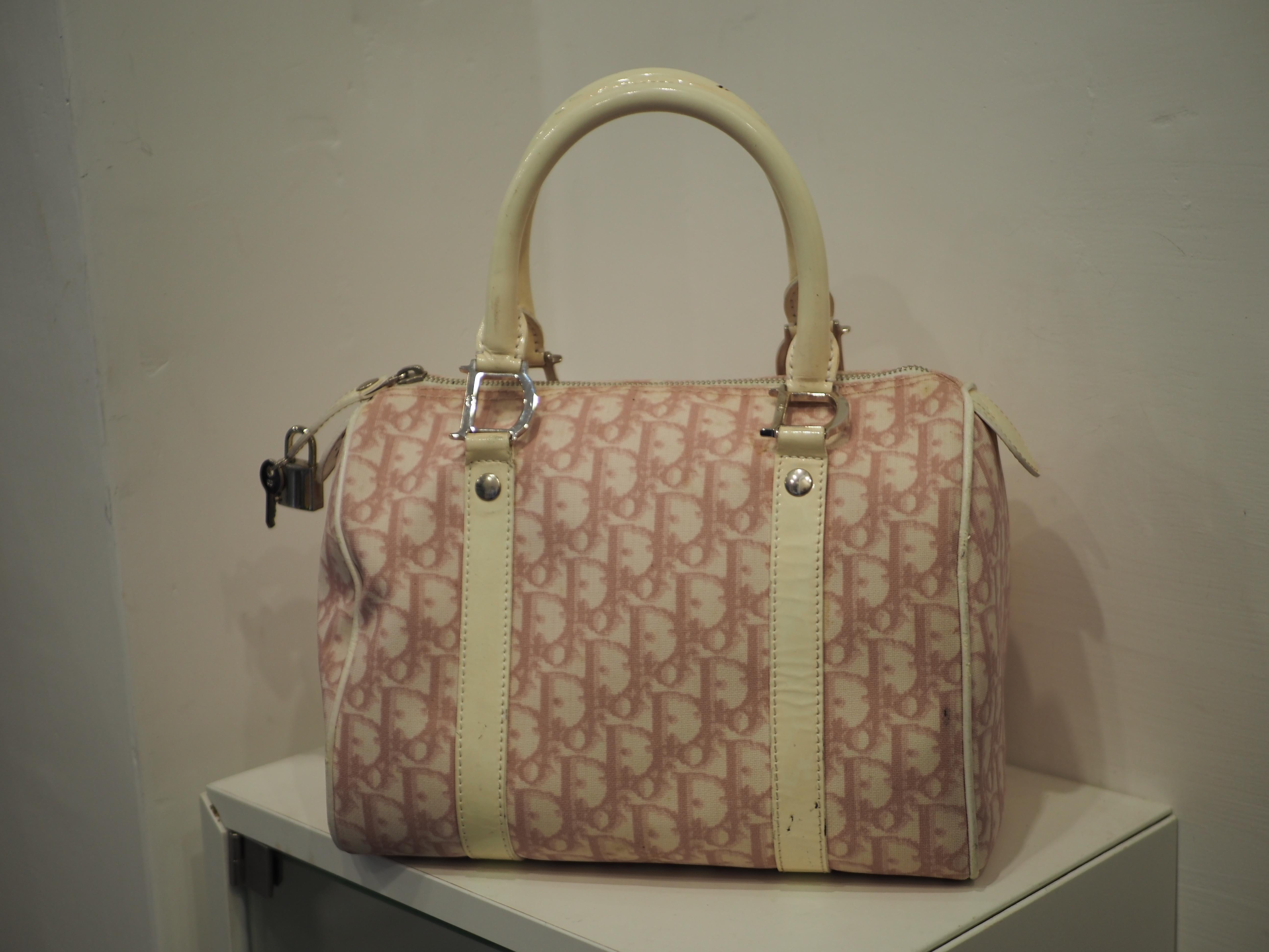 Christian Dior bowling white pink handle bag 2