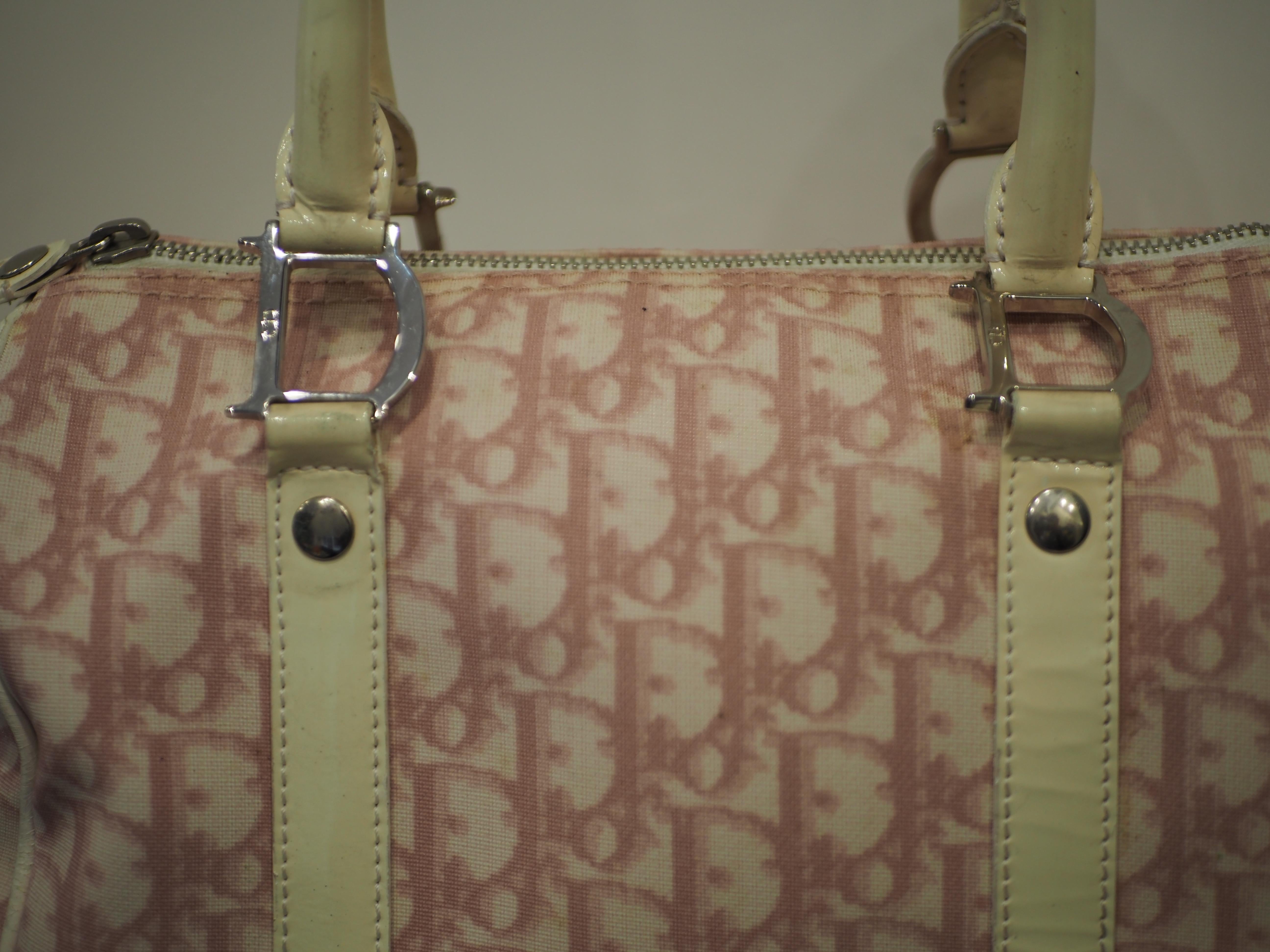Christian Dior bowling white pink handle bag 3