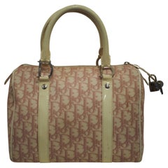 Christian Dior Vintage White Pink Patent Leather Bowling Handle Bag