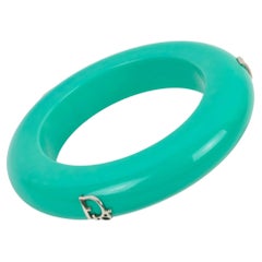 Christian Dior Bracelet Bangle Turquoise Acrylic and Silver Dior Logos