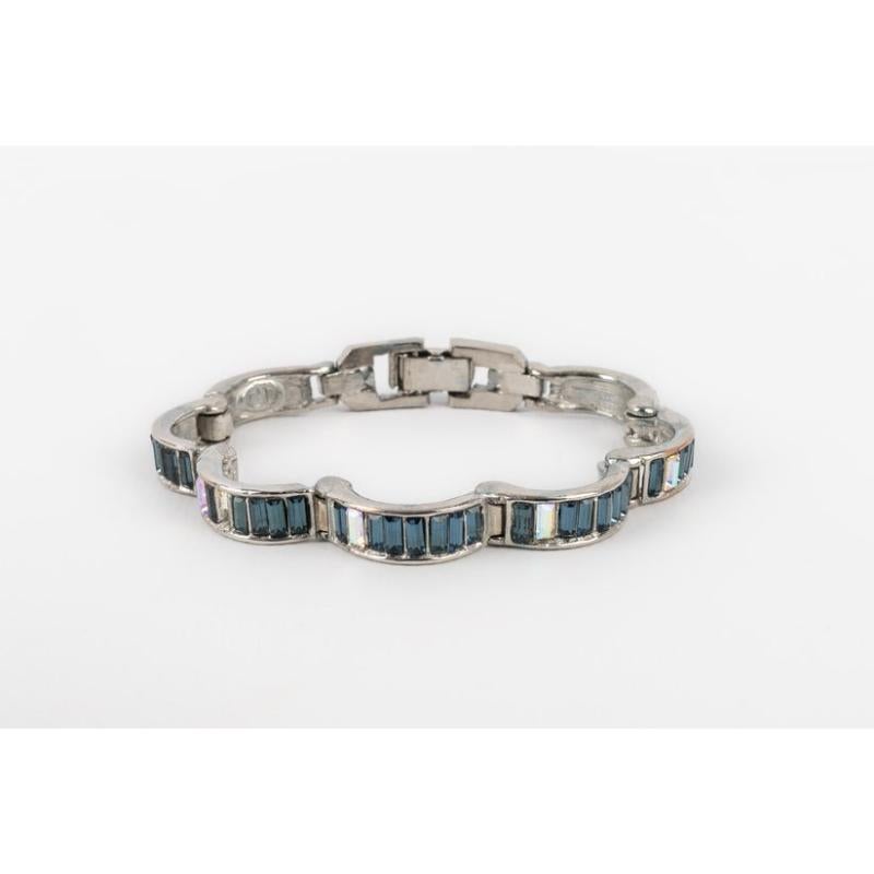 Women's Christian Dior Bracelet with Blue Rhinestones For Sale