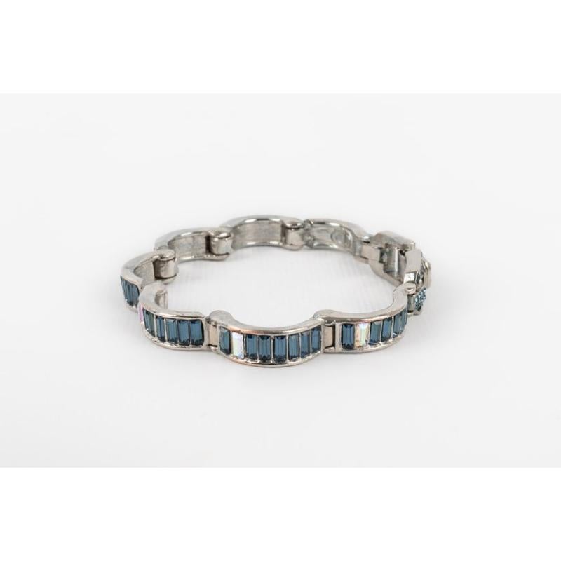 Christian Dior Bracelet with Blue Rhinestones For Sale 1