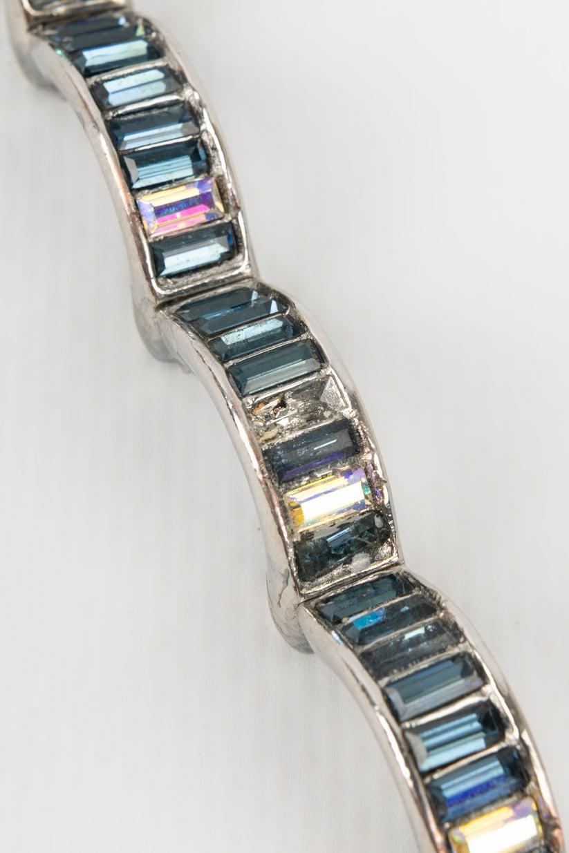 Christian Dior Bracelet with Blue Rhinestones For Sale 5
