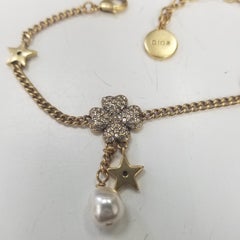 Christian Dior Bracelet with Clover, Pearl & Star in Gold with Adjustable Chain