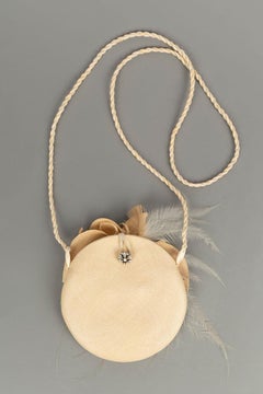 Christian Dior Braided Straw, Feathers and Rhinestones Evening Clutch