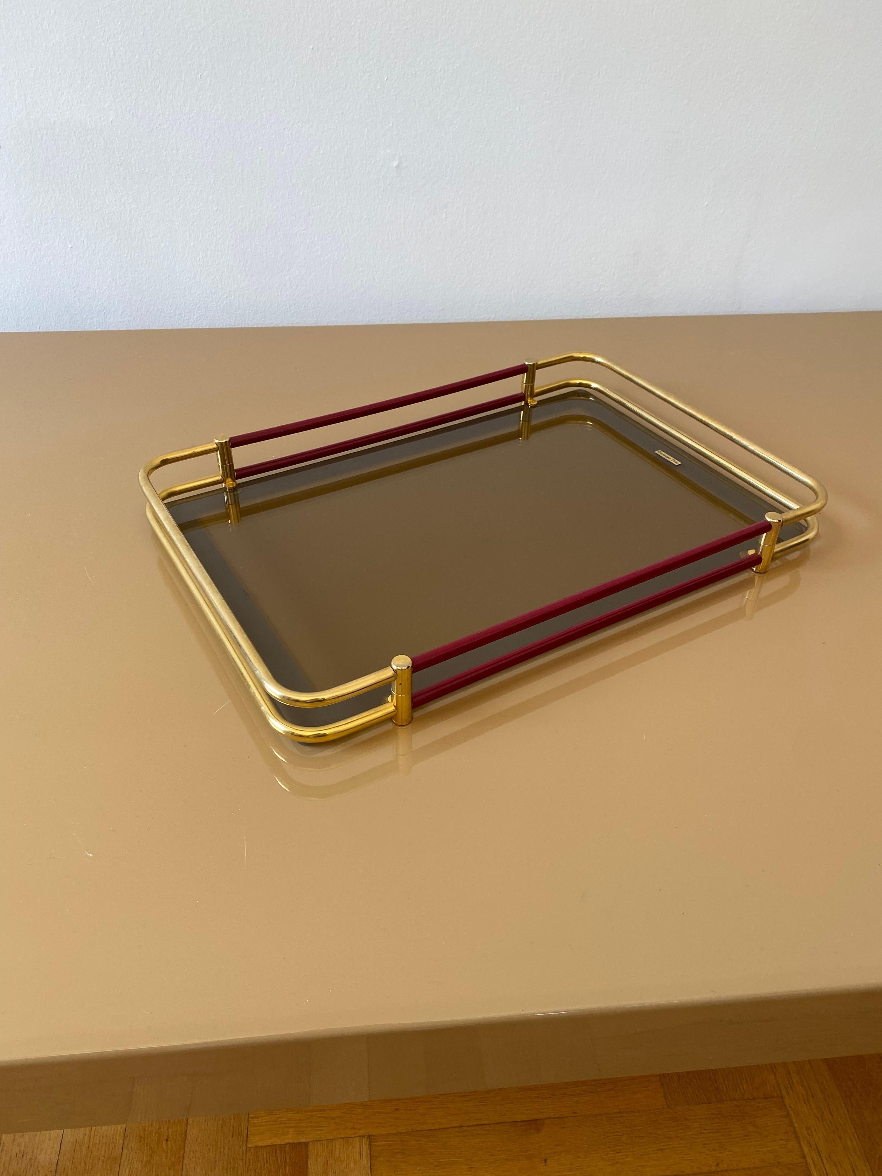 Christian Dior Serviertablett-Tisch aus Messing und Goldglas, Hollywood Regency, 1970er Jahre im Angebot 4