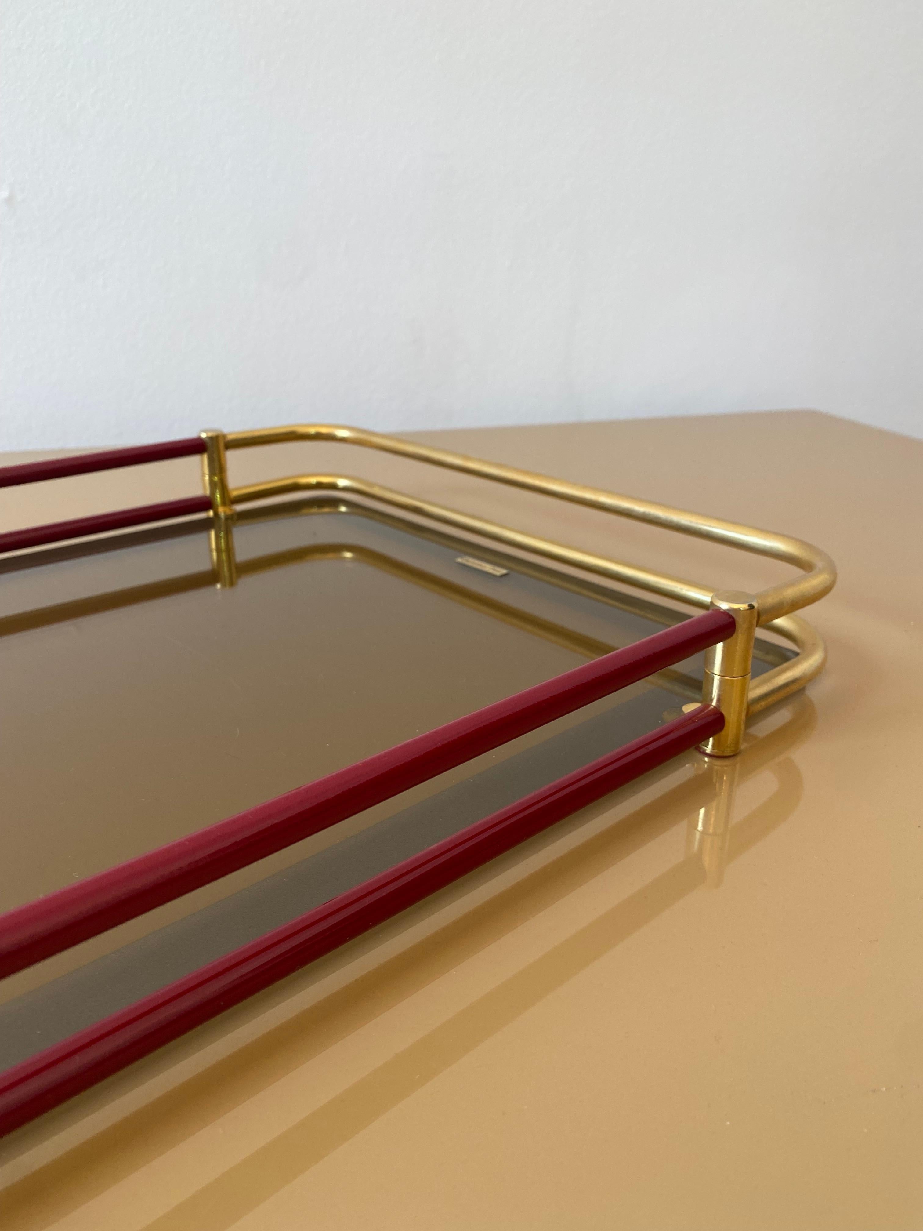 Christian Dior Serviertablett-Tisch aus Messing und Goldglas, Hollywood Regency, 1970er Jahre im Angebot 5