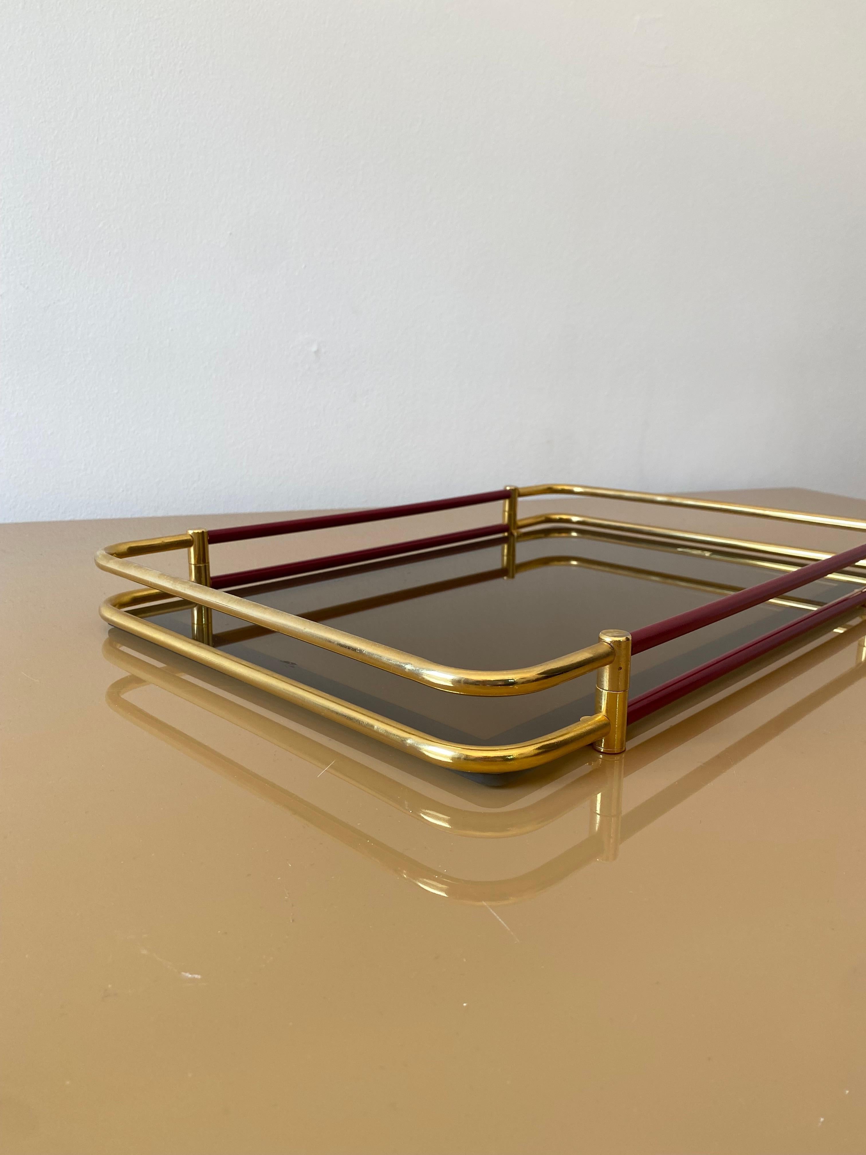 Christian Dior Serviertablett-Tisch aus Messing und Goldglas, Hollywood Regency, 1970er Jahre im Angebot 6