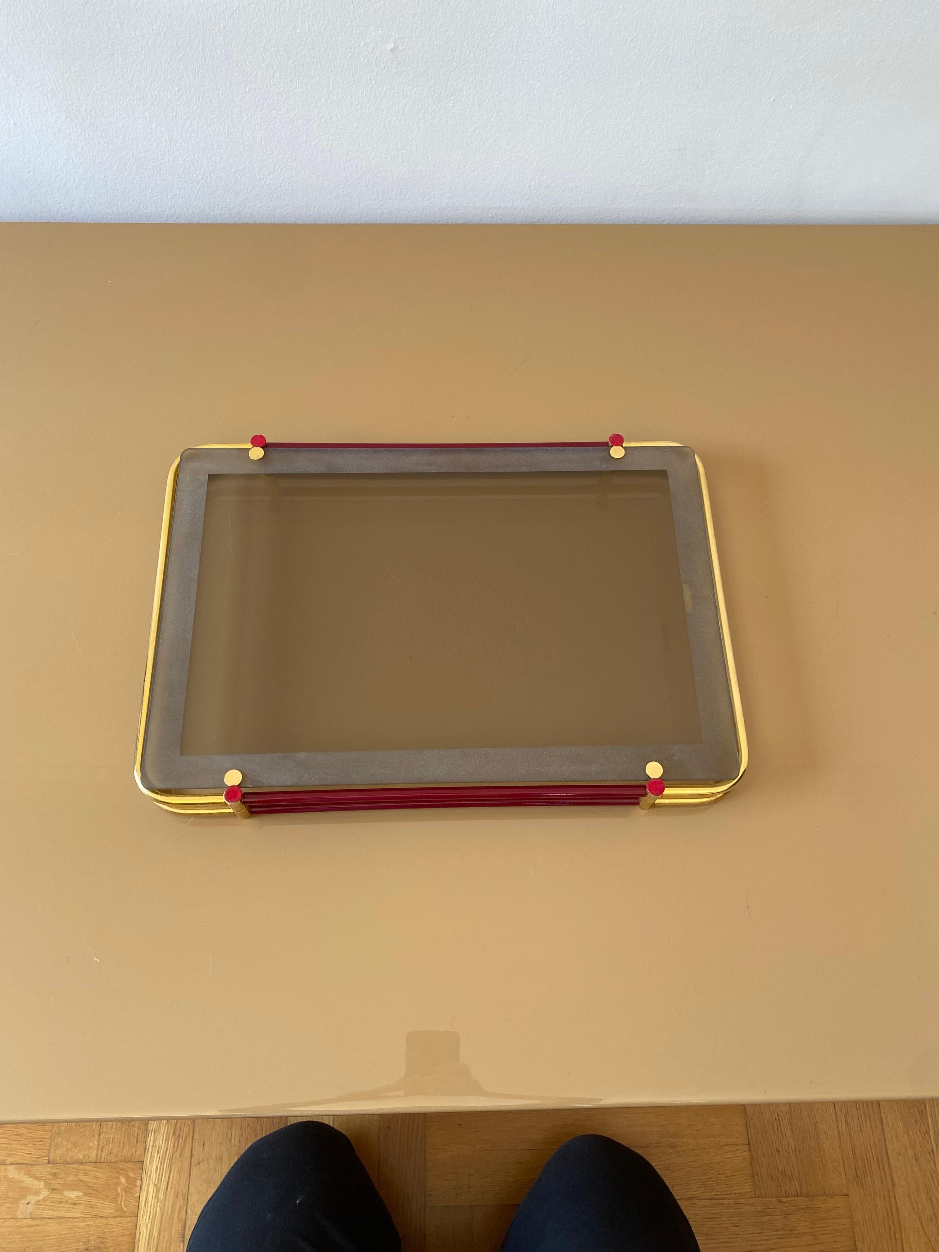 Christian Dior Serviertablett-Tisch aus Messing und Goldglas, Hollywood Regency, 1970er Jahre im Angebot 7