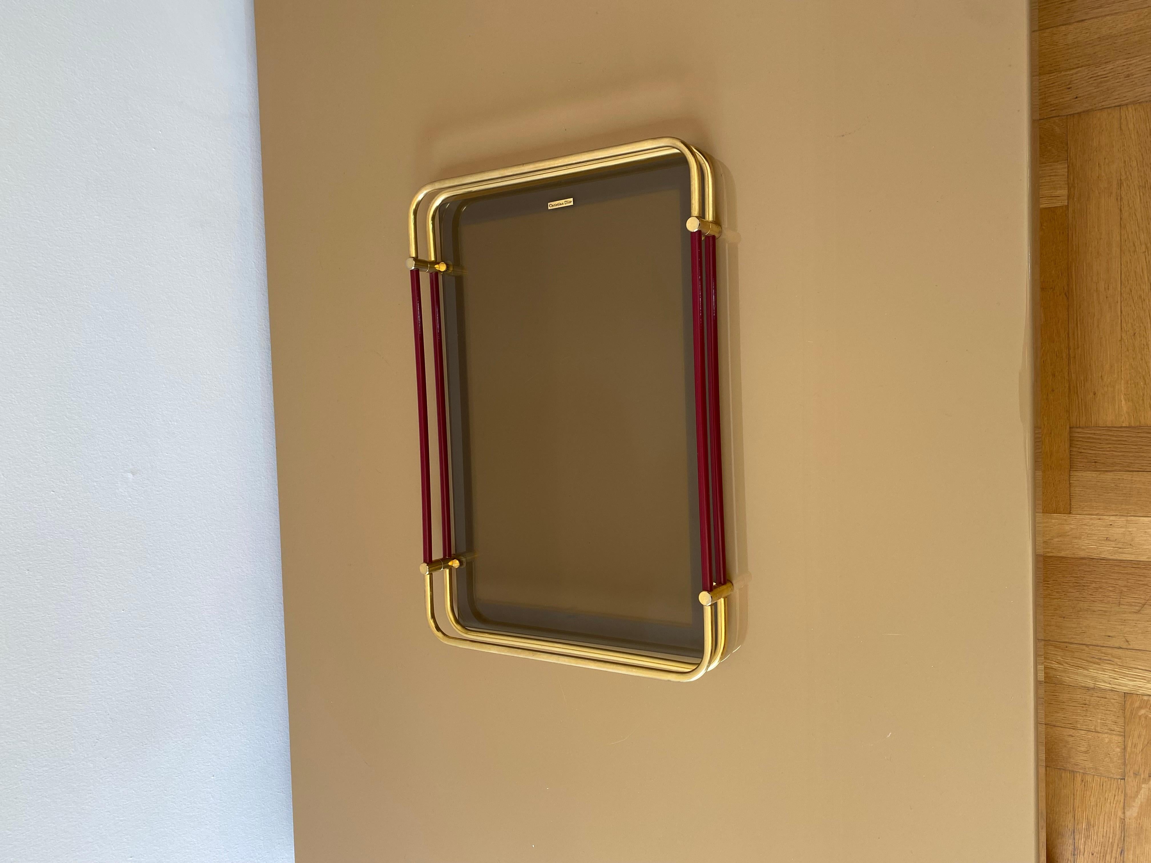 Christian Dior Serviertablett-Tisch aus Messing und Goldglas, Hollywood Regency, 1970er Jahre (Vergoldung) im Angebot