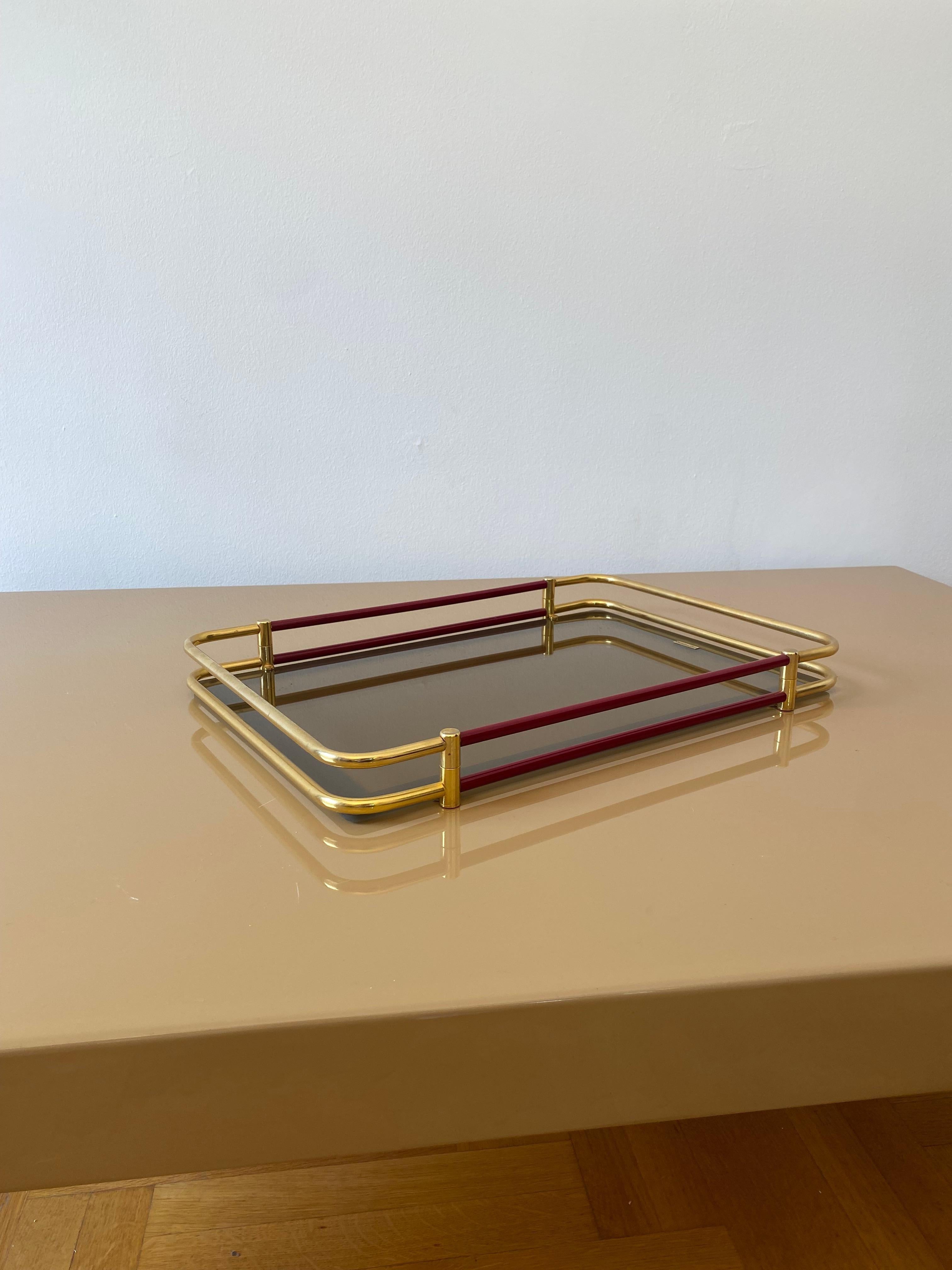 Christian Dior Serviertablett-Tisch aus Messing und Goldglas, Hollywood Regency, 1970er Jahre im Angebot 2