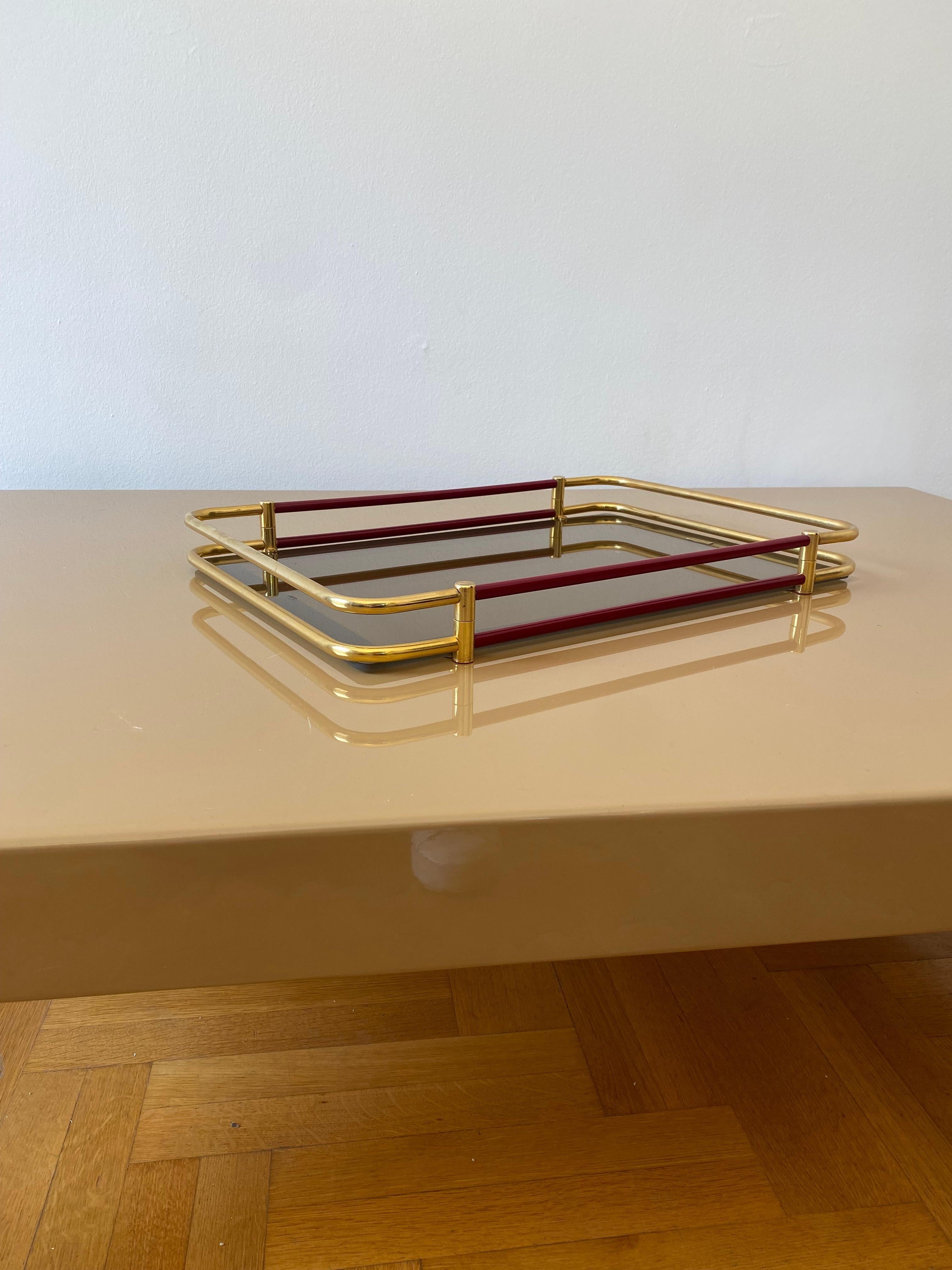 Christian Dior Serviertablett-Tisch aus Messing und Goldglas, Hollywood Regency, 1970er Jahre im Angebot 3